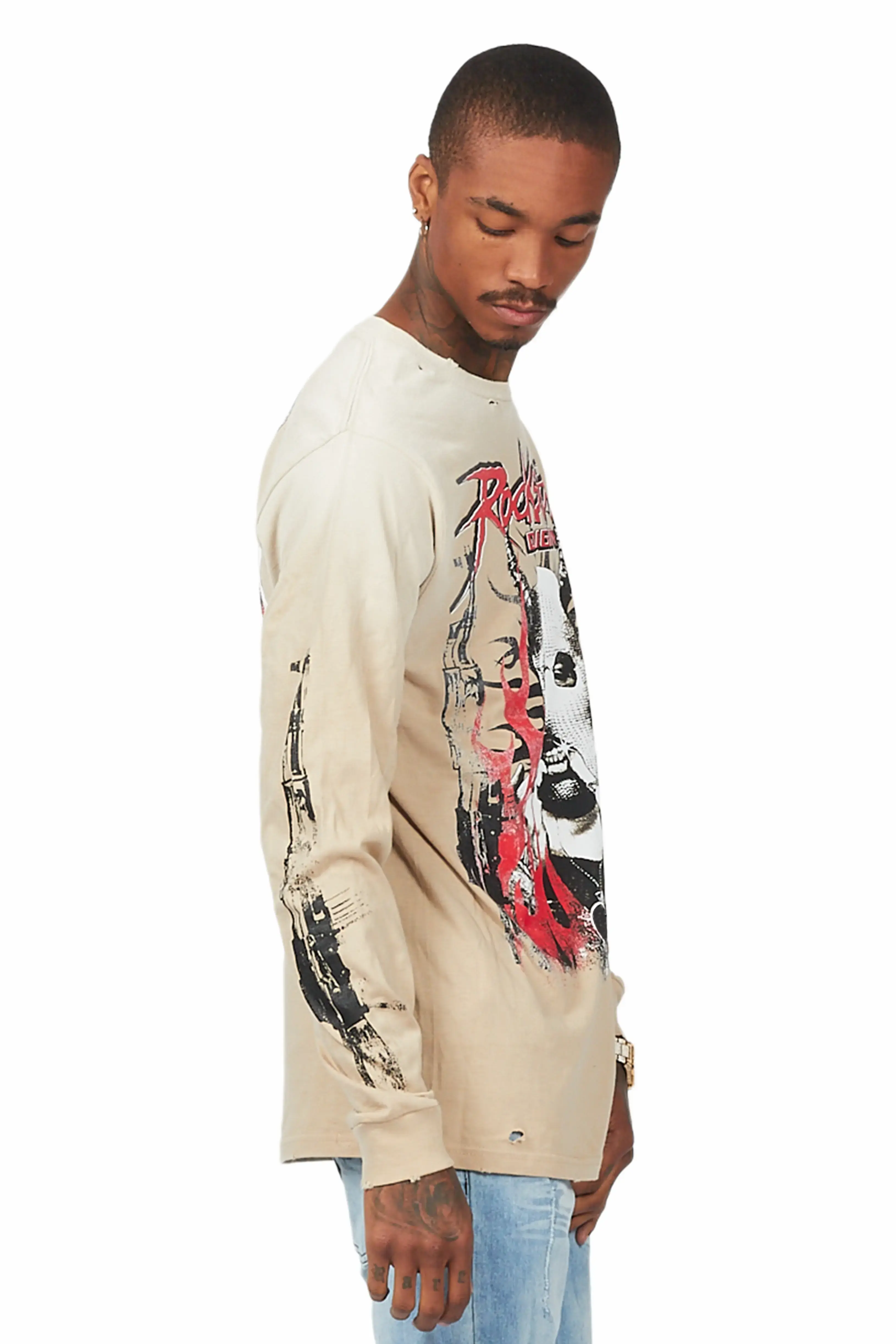 Mercy Beige Long Sleeve Graphic T-Shirt - Image 6