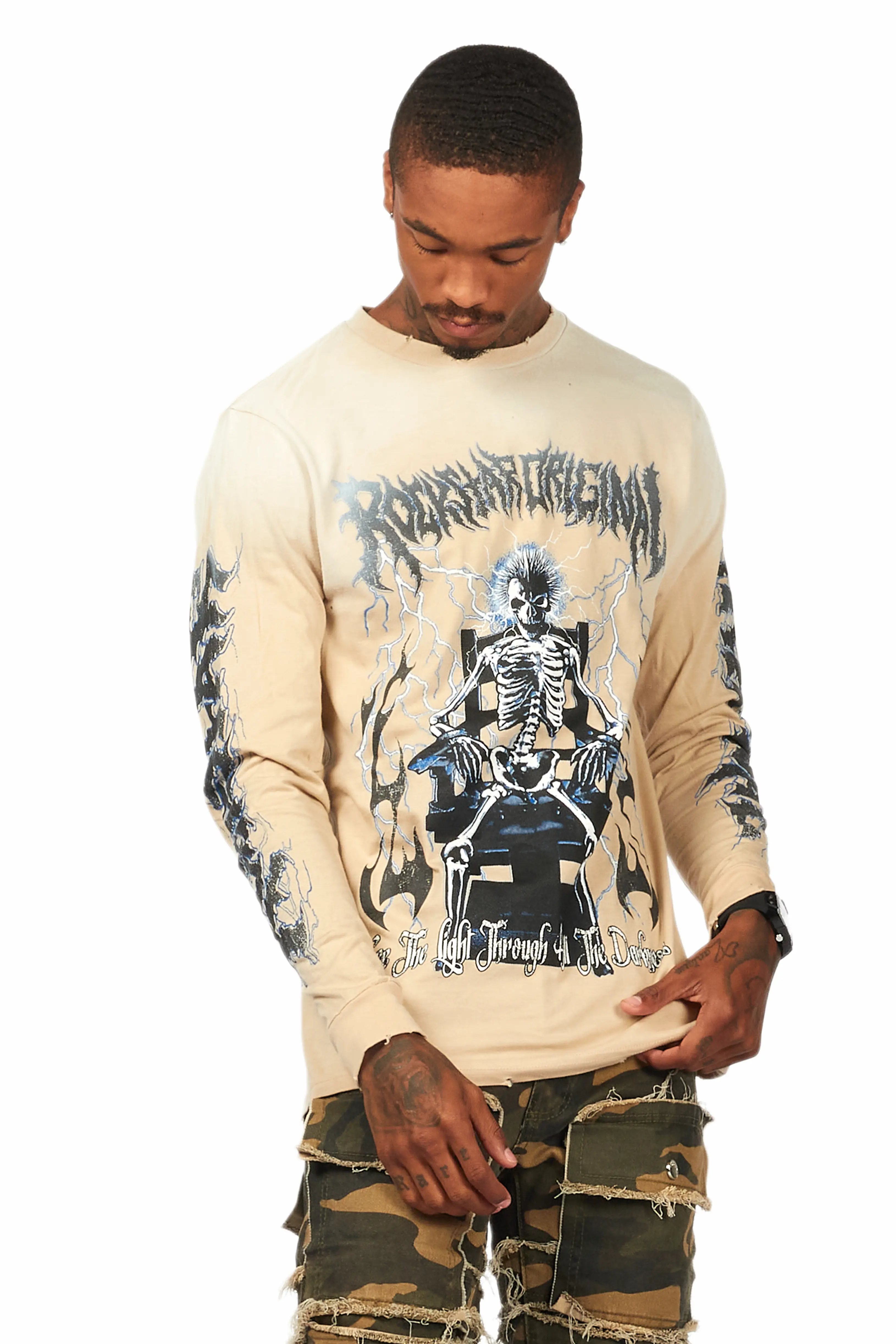 Exodus Beige Long Sleeve Graphic T-Shirt - Image 6