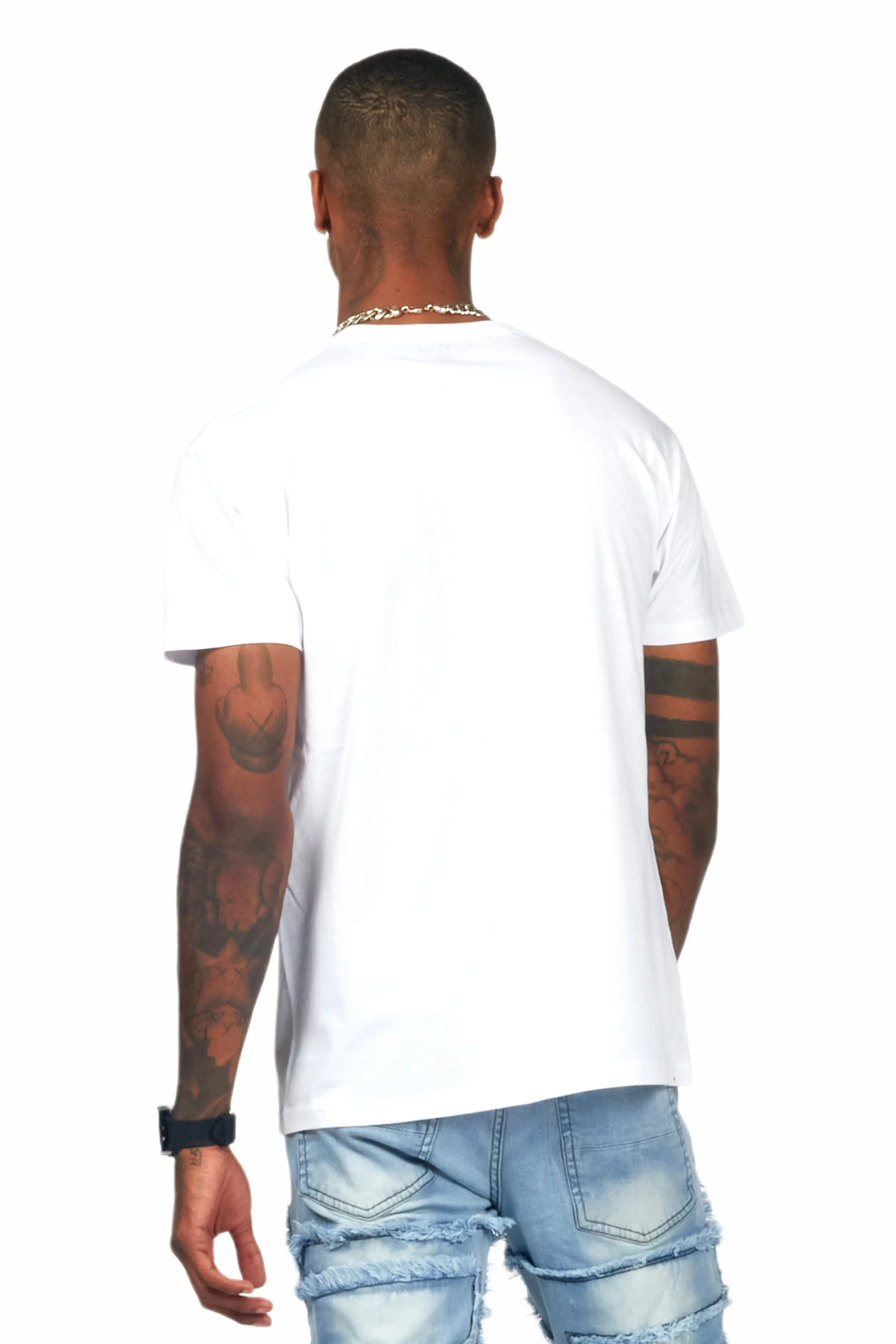 Hard Life White/Blue Graphic T-Shirt - Image 3