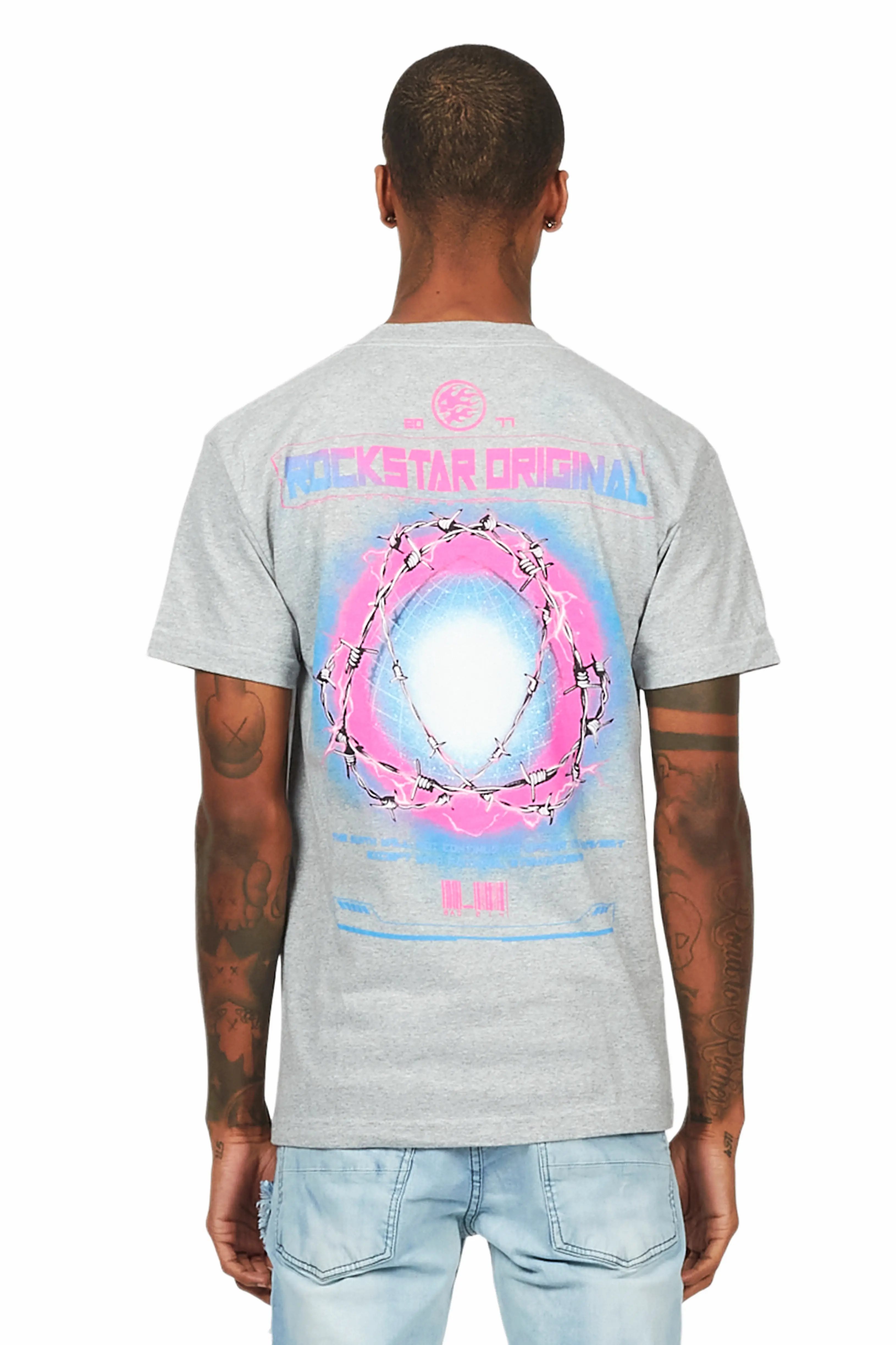 Digital Heather Grey Graphic T-Shirt - Image 5