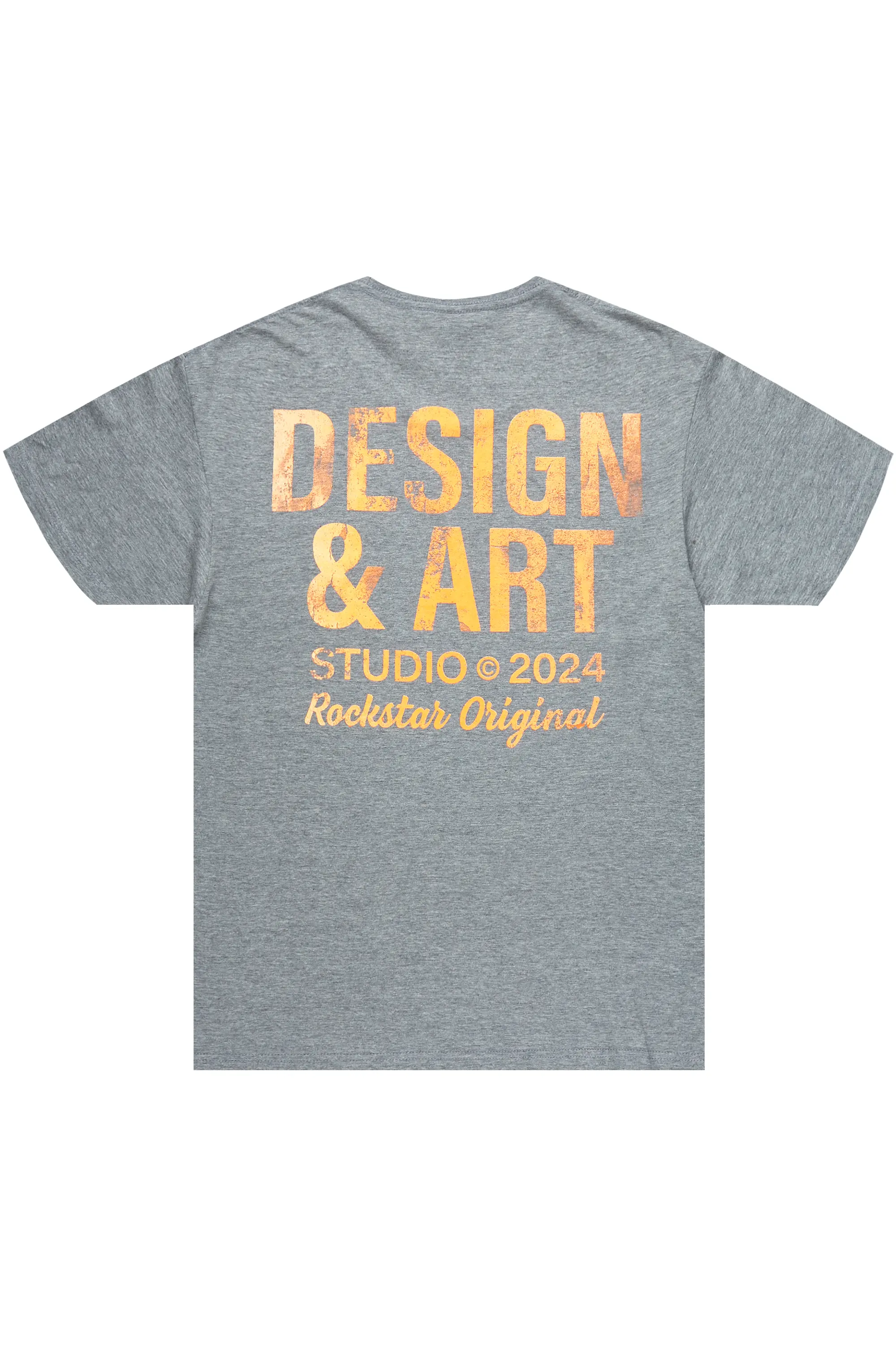 Mancha Grey/Orange Graphic T-Shirt - Image 4