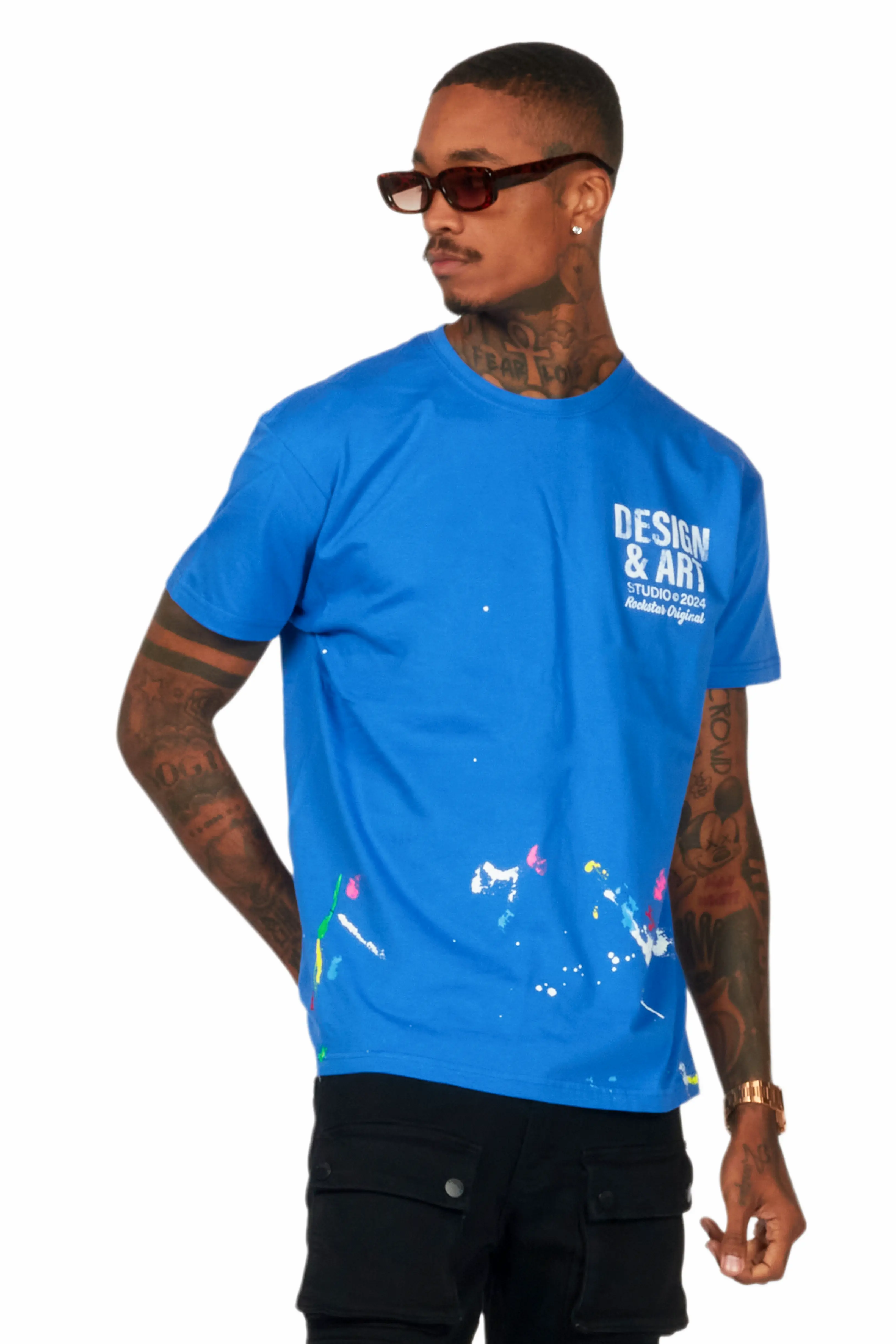 Mancha Royal/White Graphic T-Shirt - Image 7