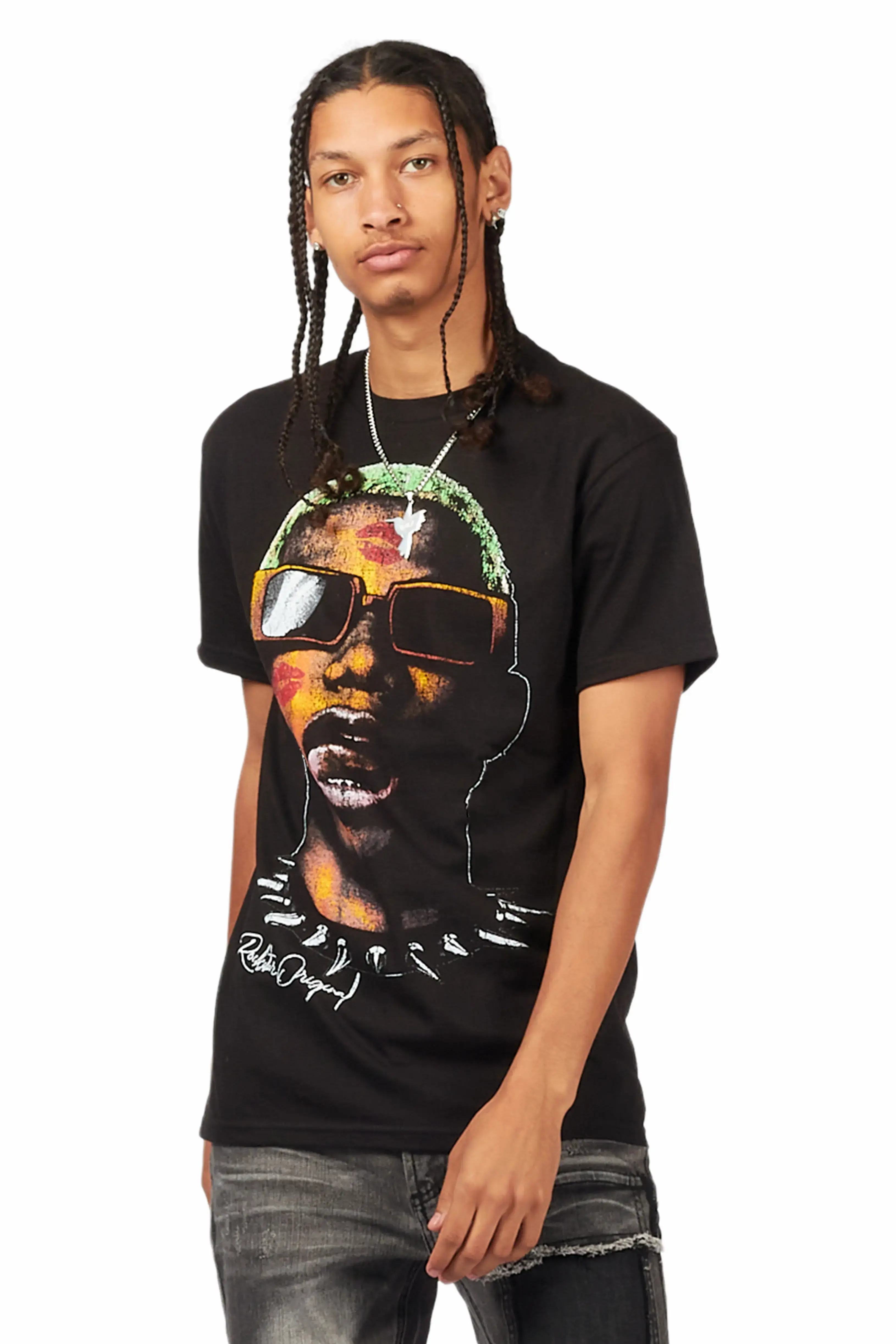 Machine Gun Black Graphic T-Shirt - Image 3
