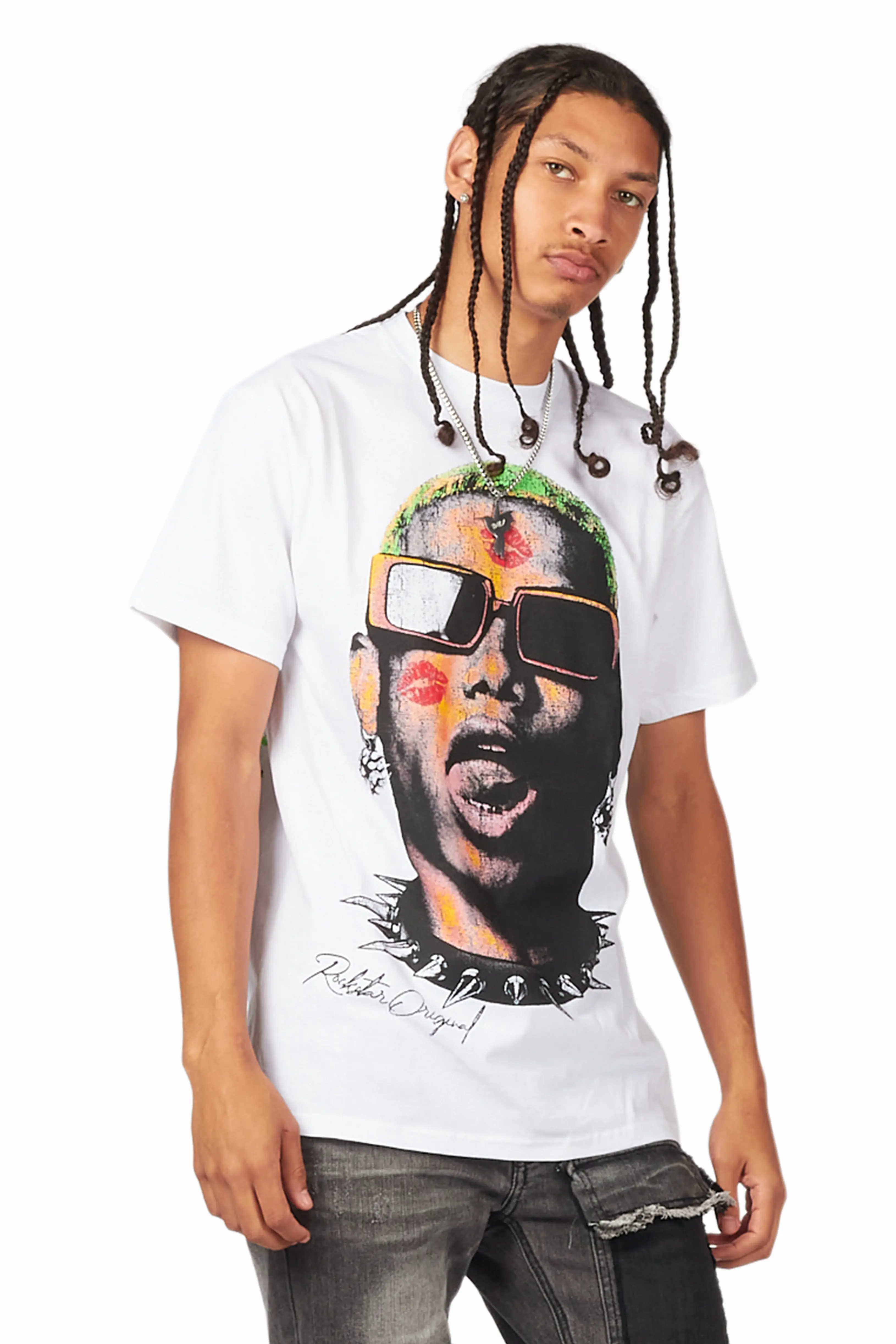Machine Gun White Graphic T-Shirt - Image 3