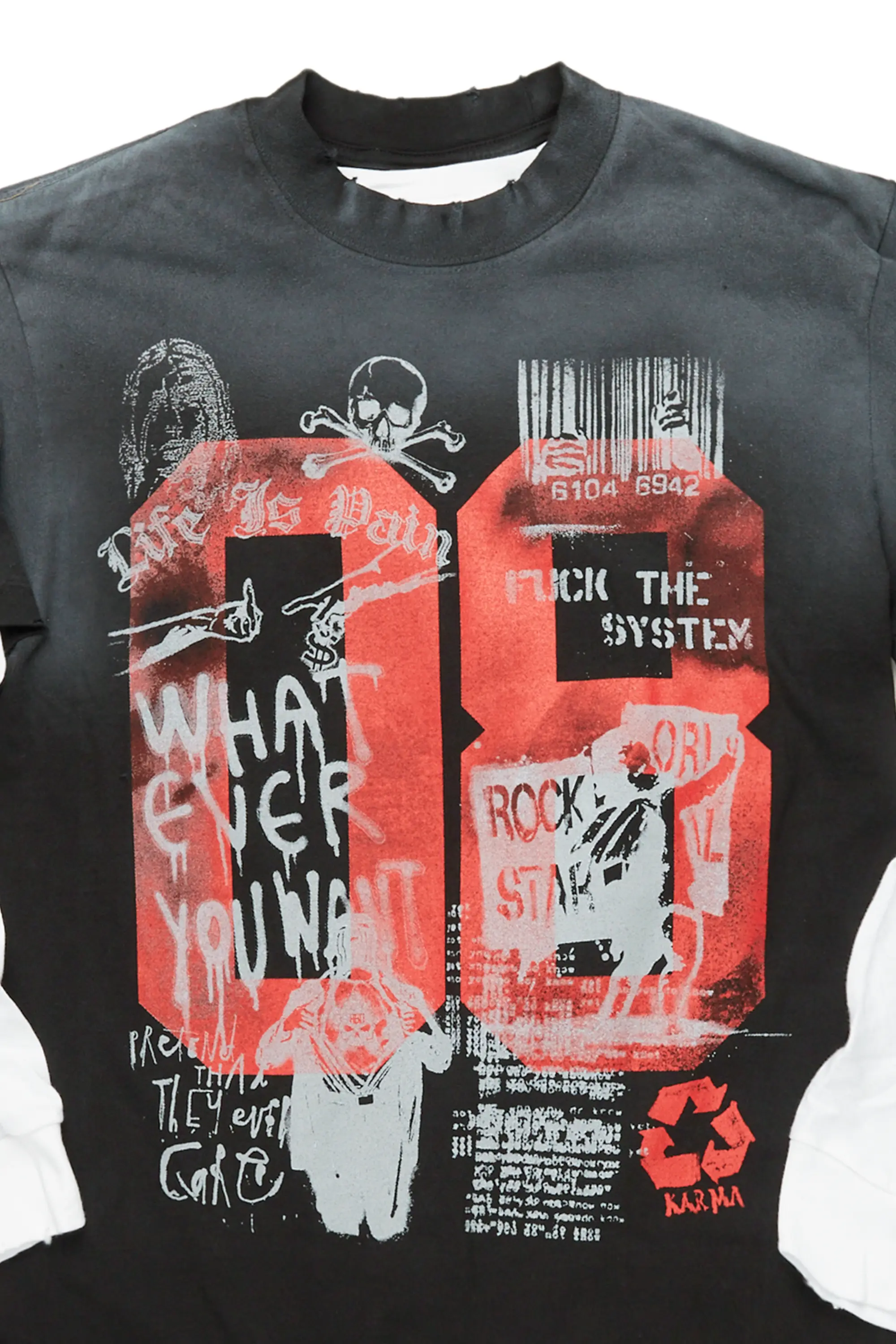 Grill Black Double Layer Long Sleeve Graphic T-Shirt - Image 5