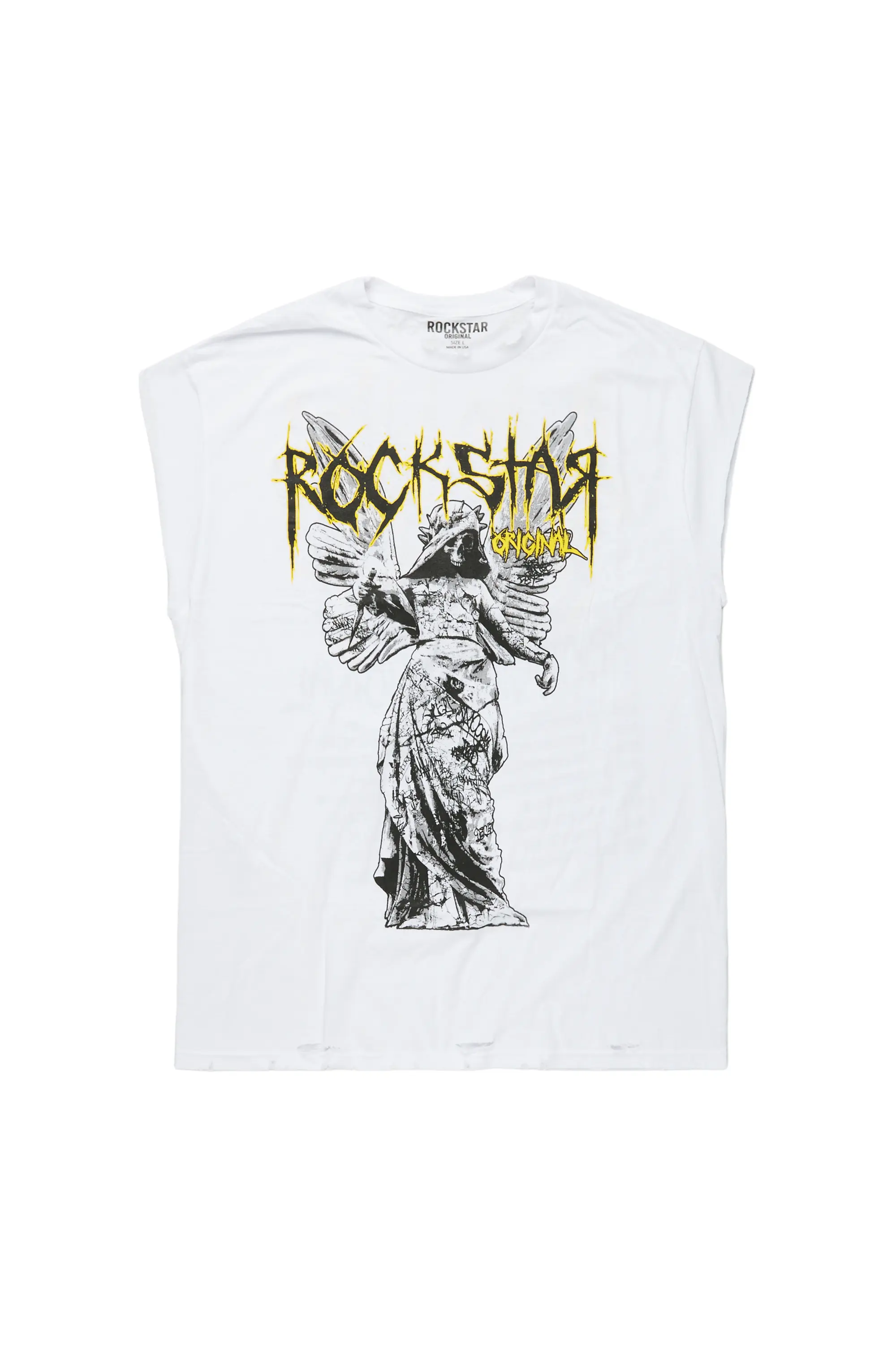 Davon White Oversize Graphic Sleeveless Graphic T-Shirt - Image 2