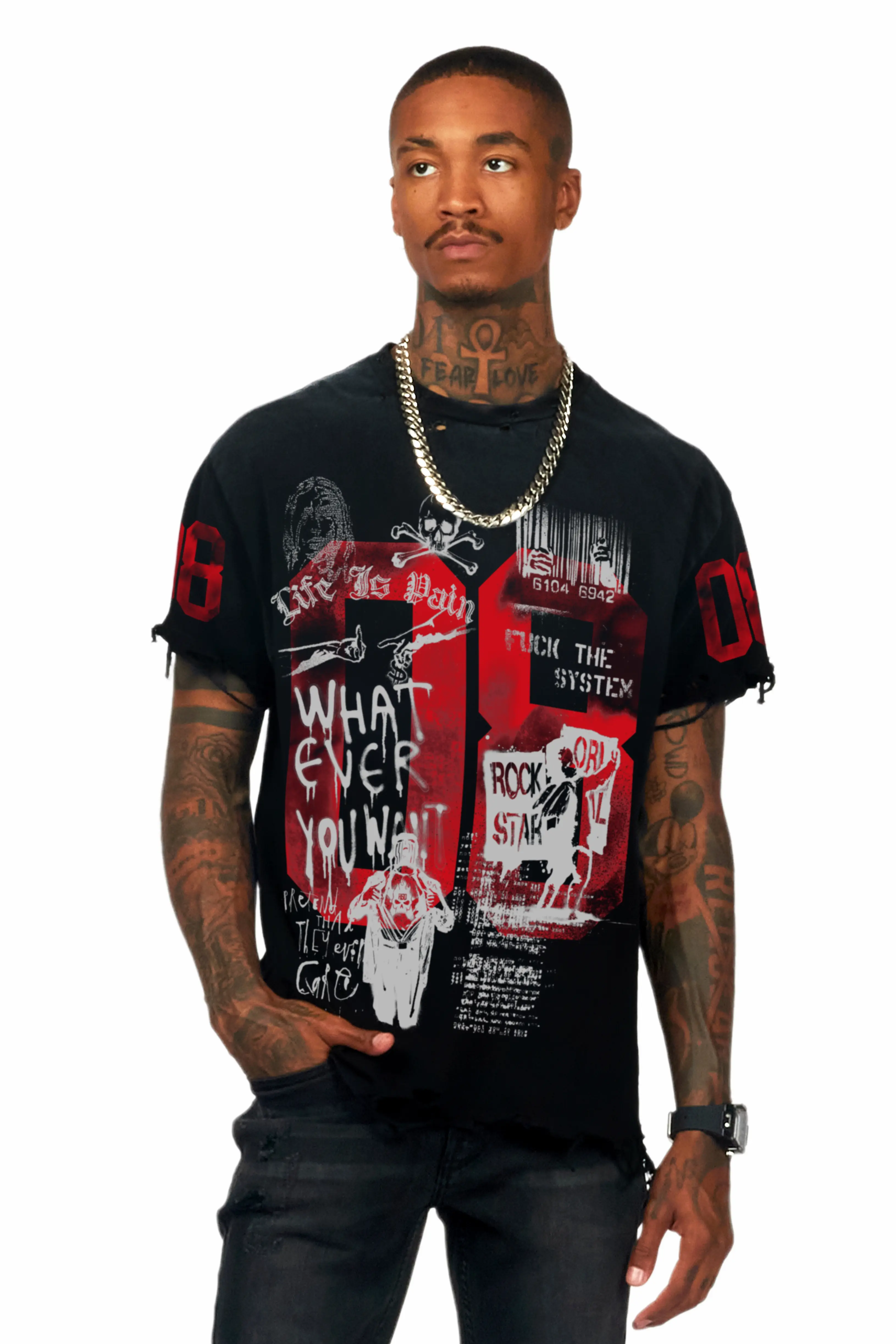 Grill Black Graphic Oversized T-Shirt - Image 6