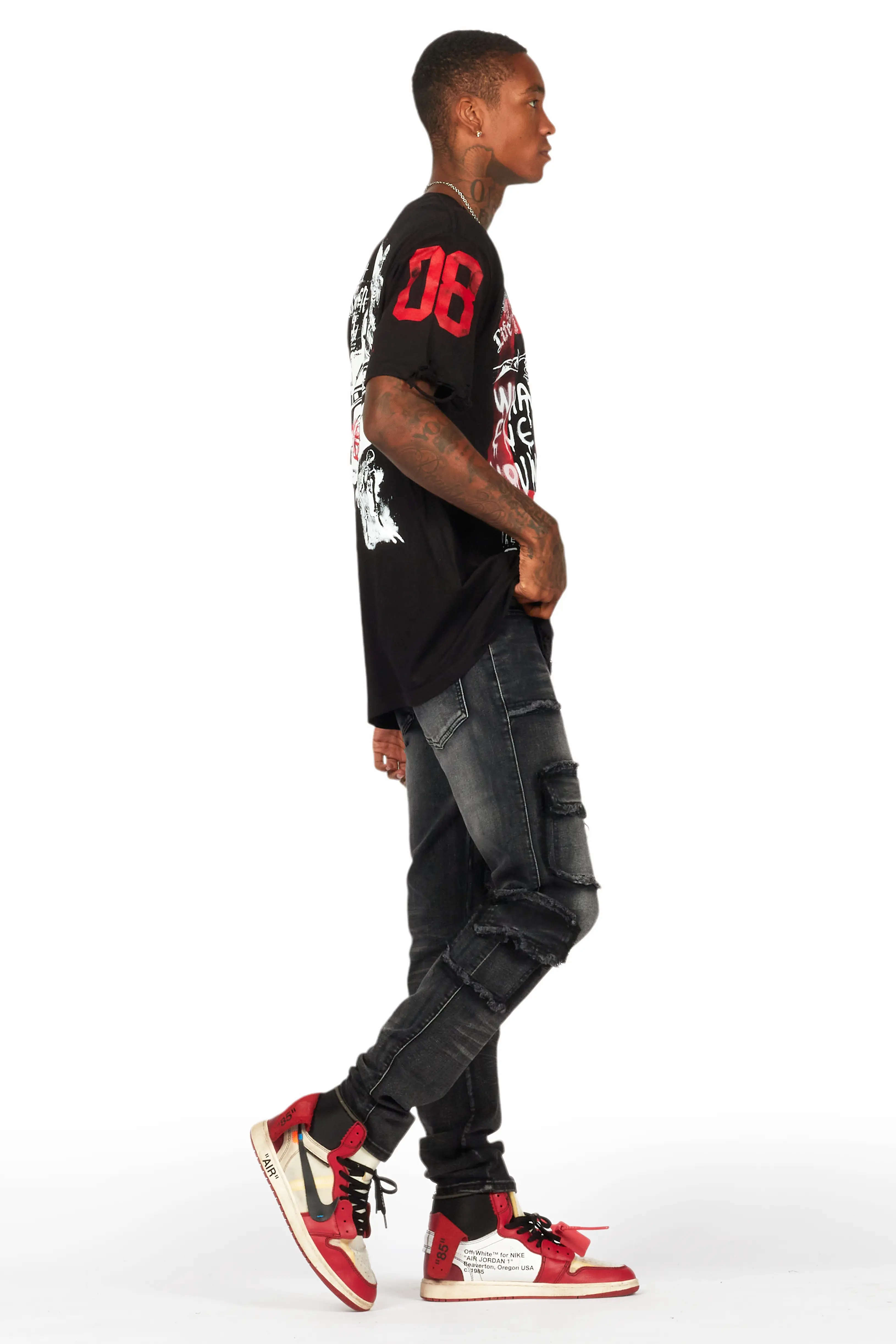 Grill Black/White Graphic Oversized T-Shirt - Image 3