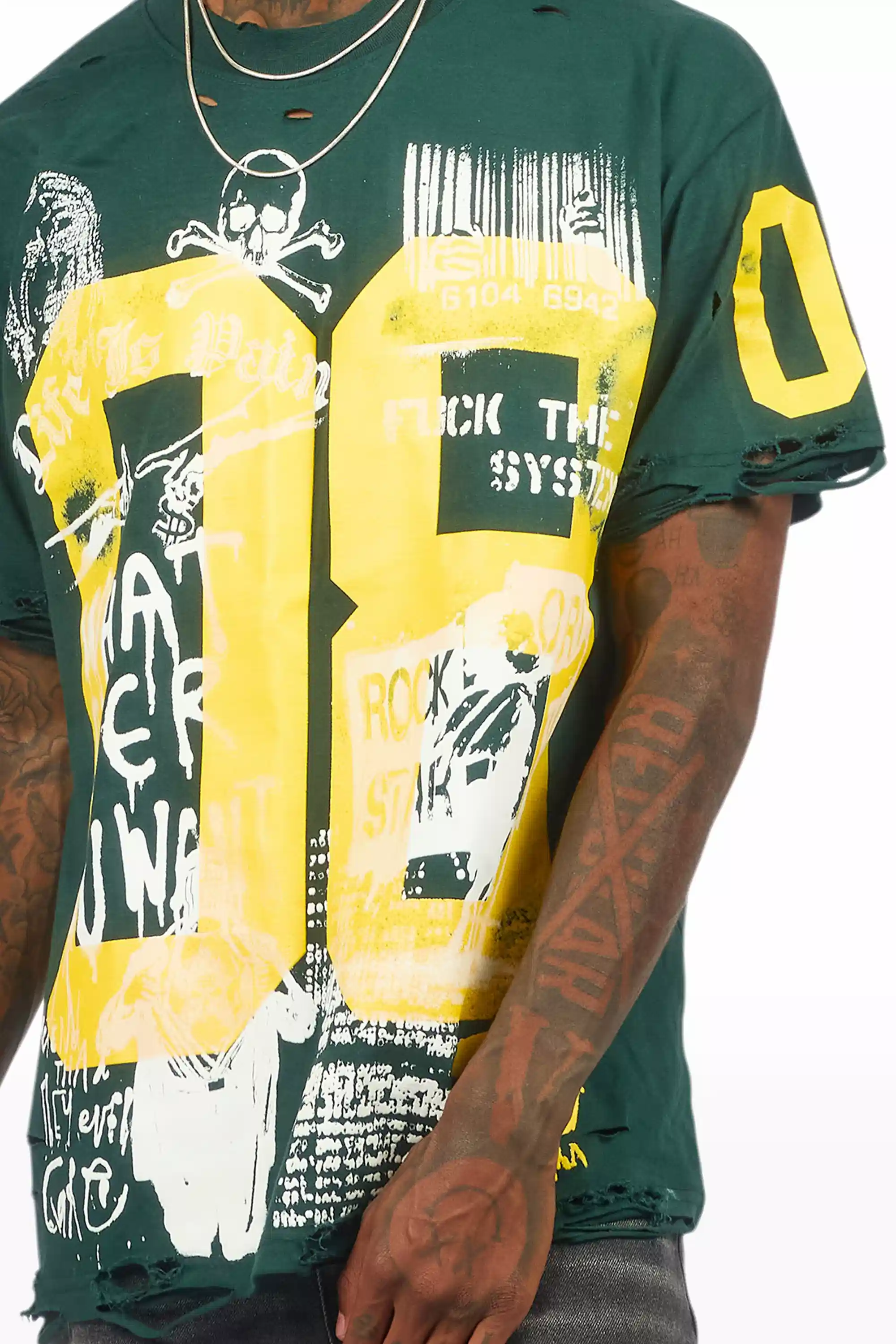 Grill Dark Green/Yellow Graphic Oversized T-Shirt - Image 6
