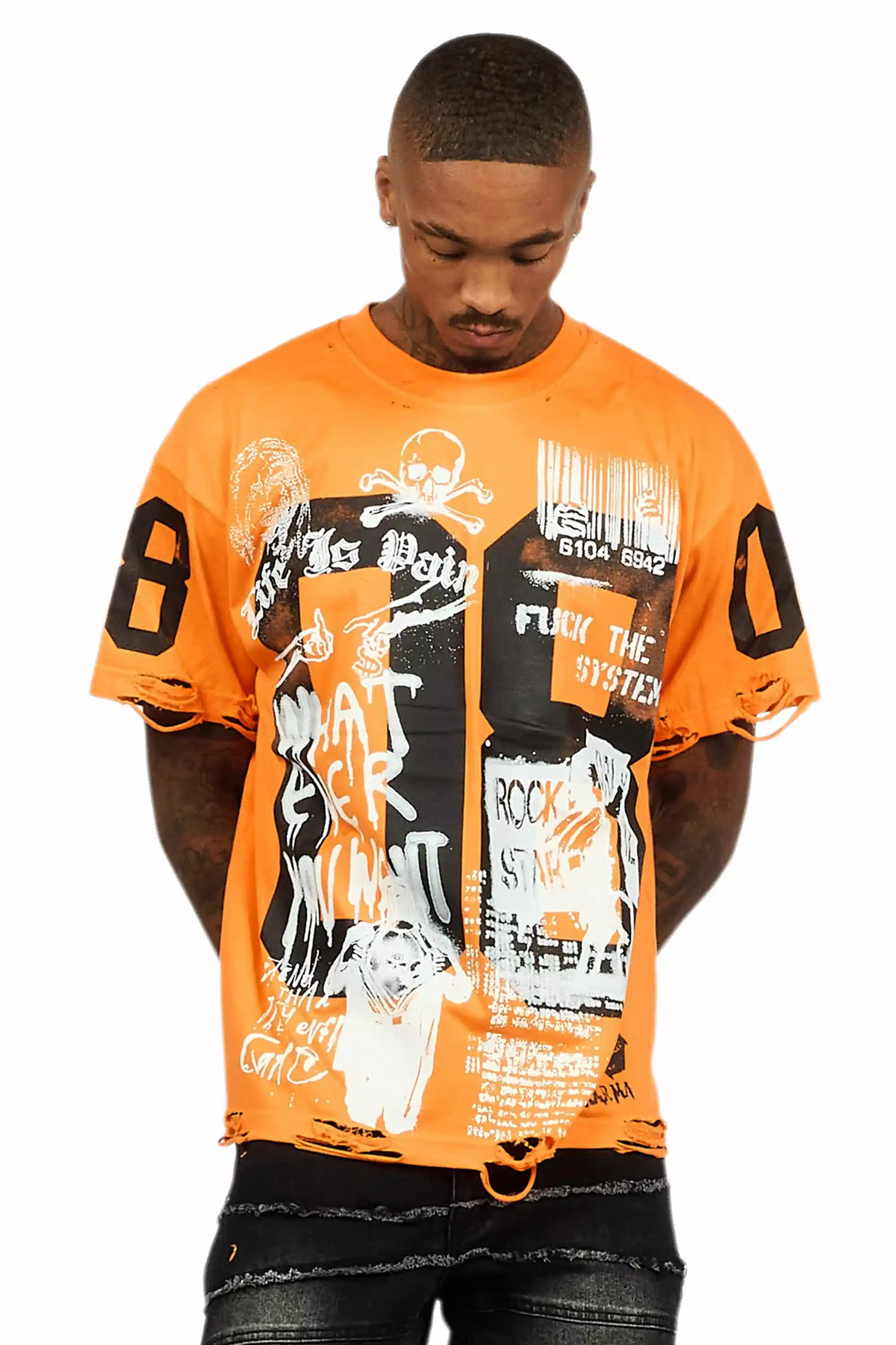 Grill Orange Graphic Oversized T-Shirt - Image 3