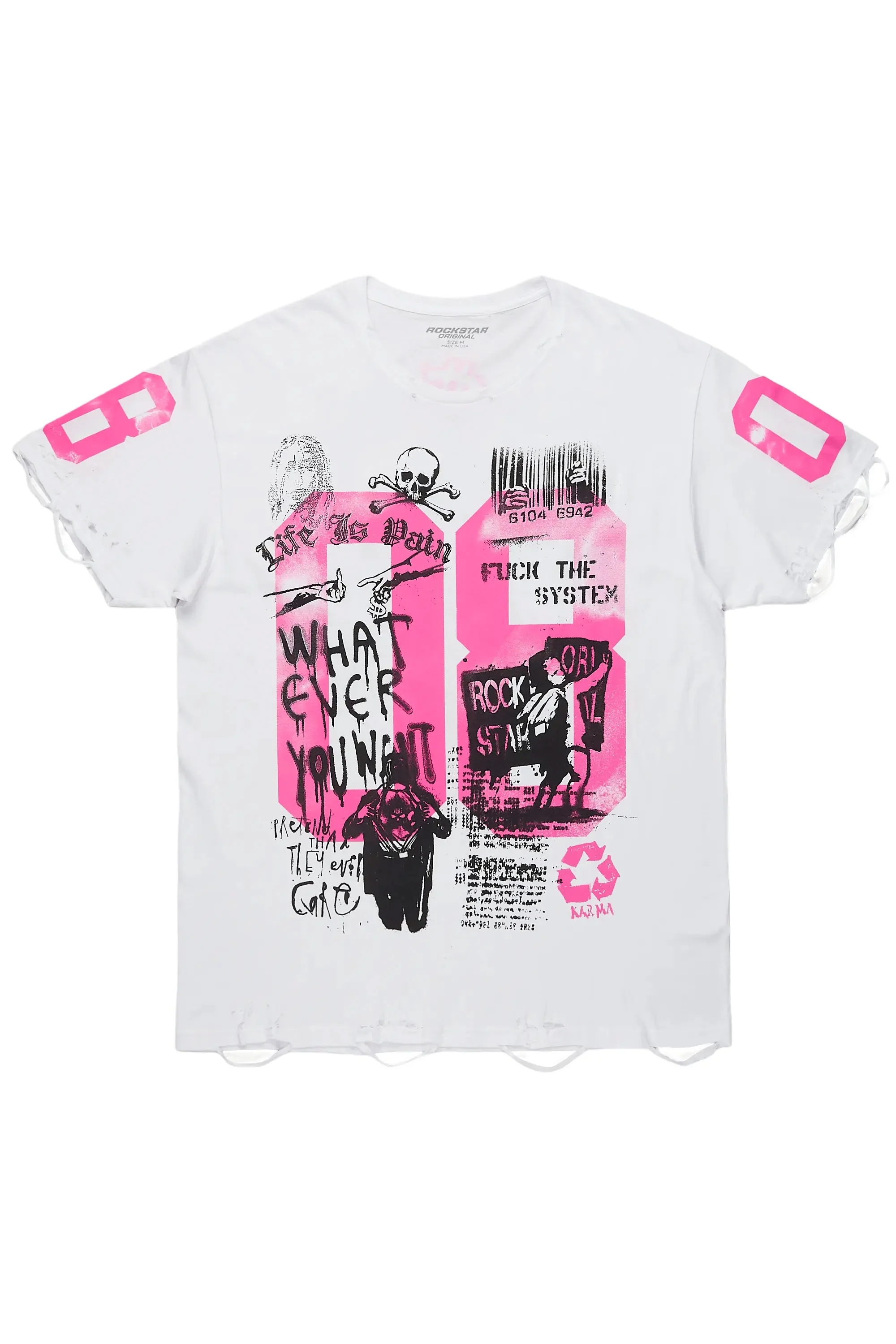 Grill White/Pink Graphic Oversized T-Shirt - Image 8