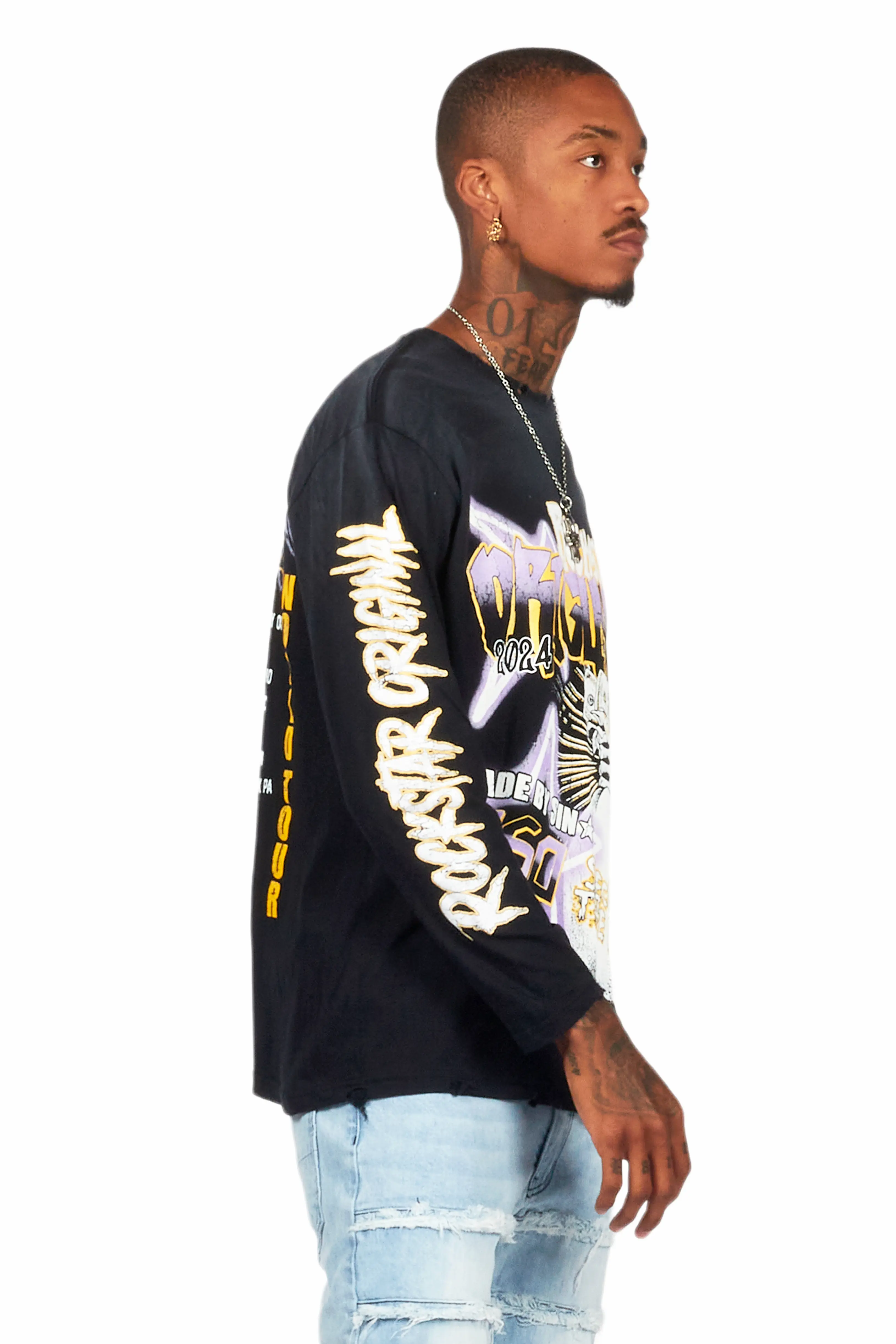 Amelie Black Long Sleeve Graphic T-Shirt - Image 6