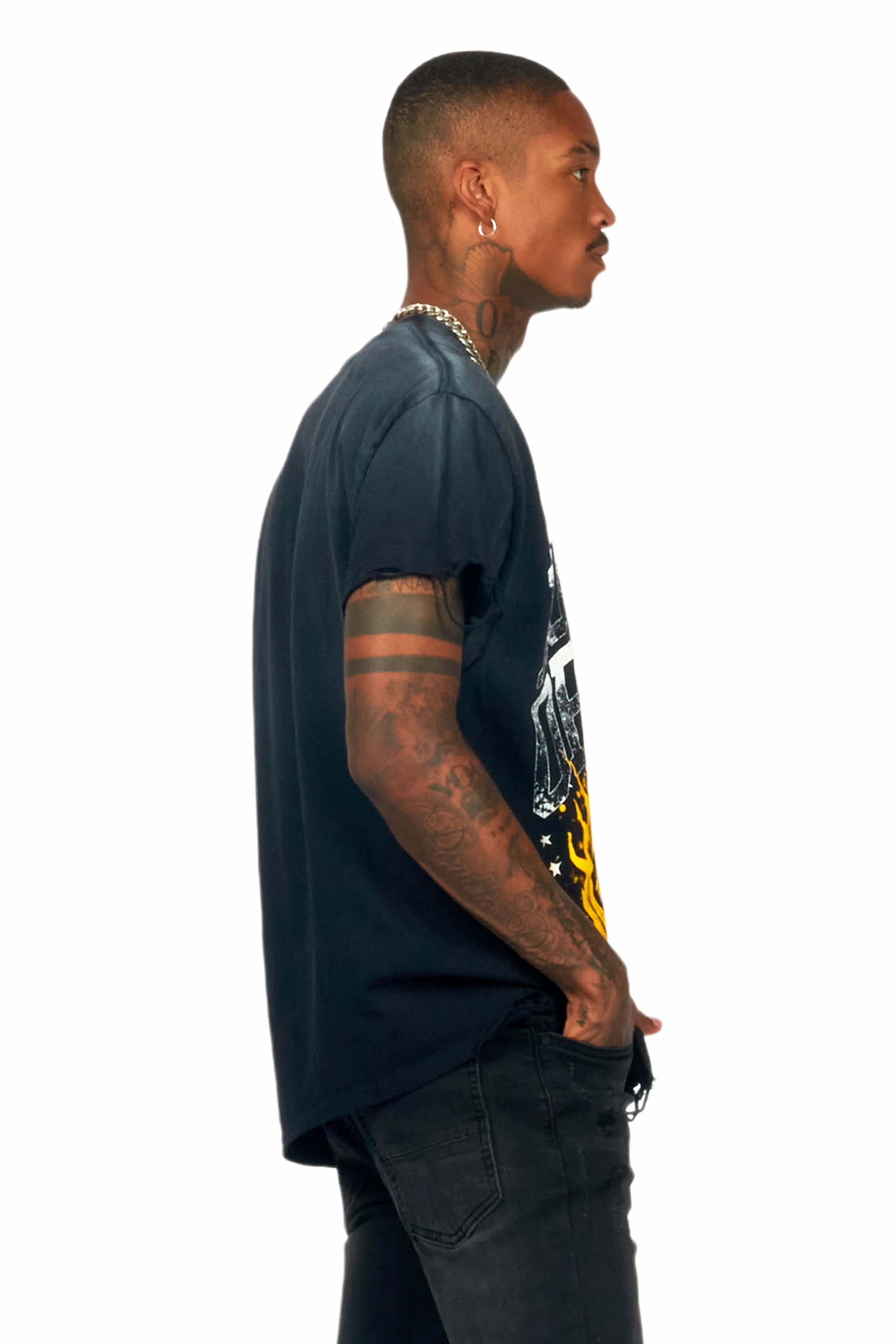 Chuffed Black Oversized Graphic T-Shirt - Image 5