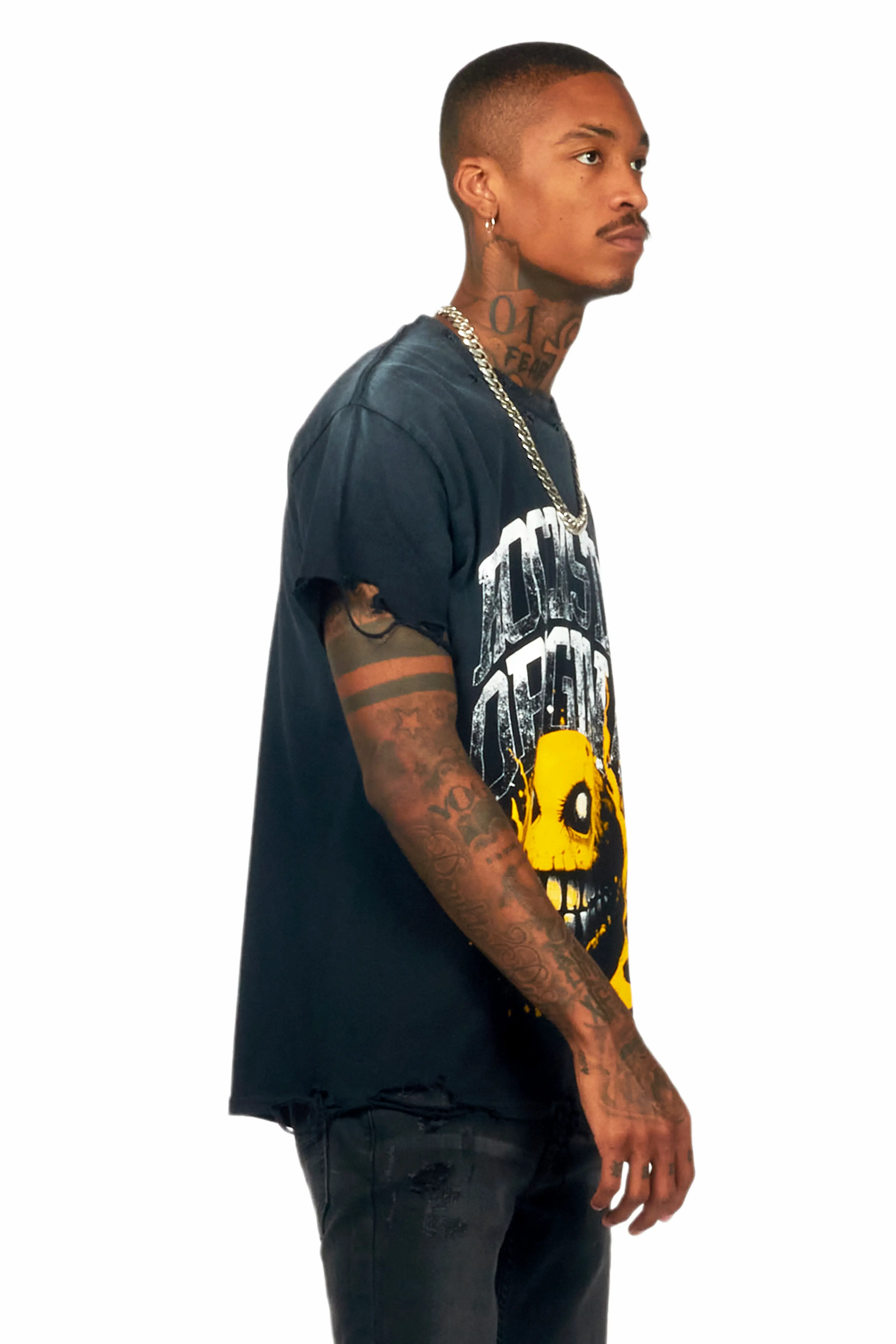 Chuffed Black Oversized Graphic T-Shirt - Image 7