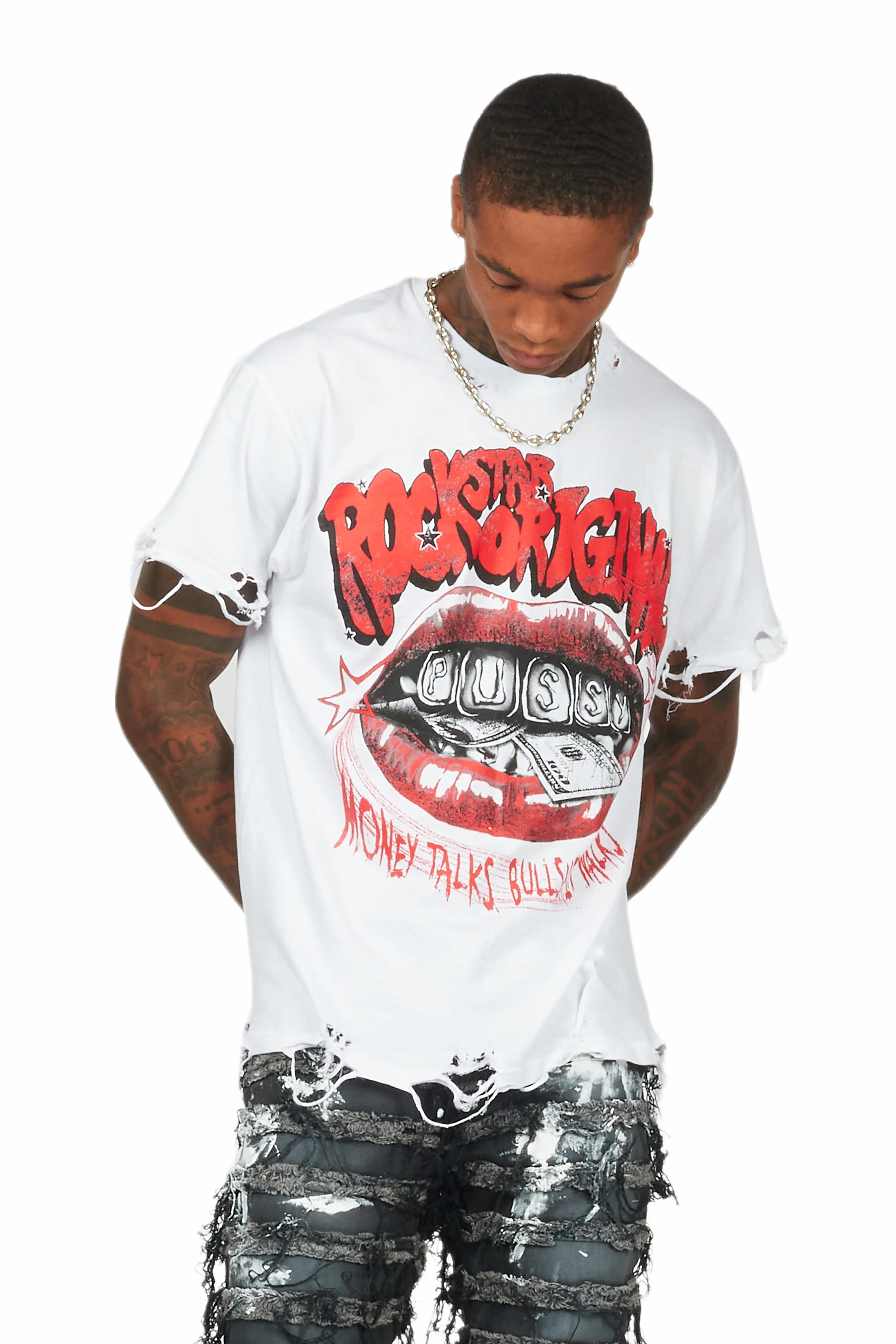 Bloke White Oversized Graphic T-Shirt - Image 3