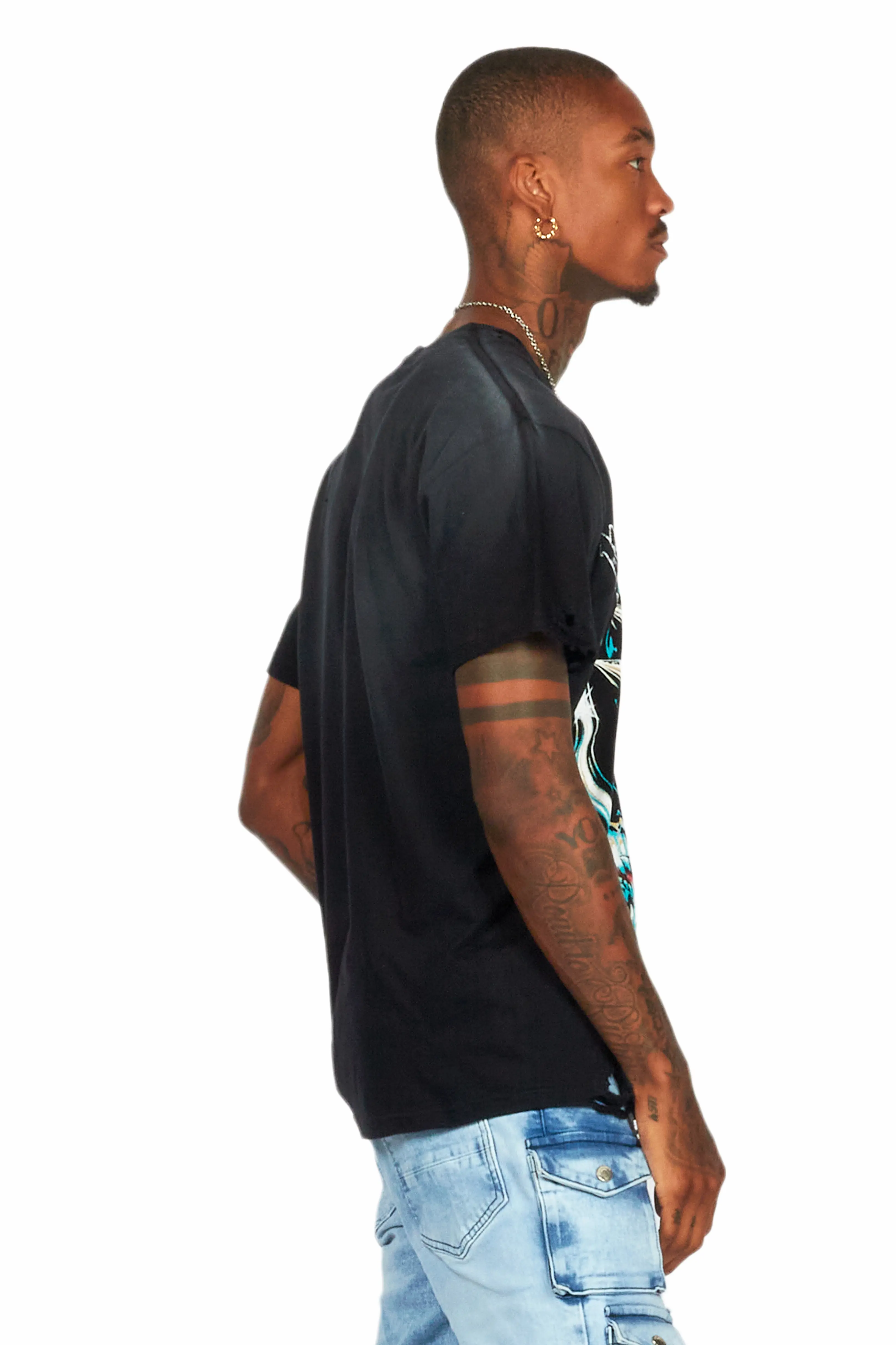 Inner Luv Black Oversized Graphic T-Shirt - Image 3