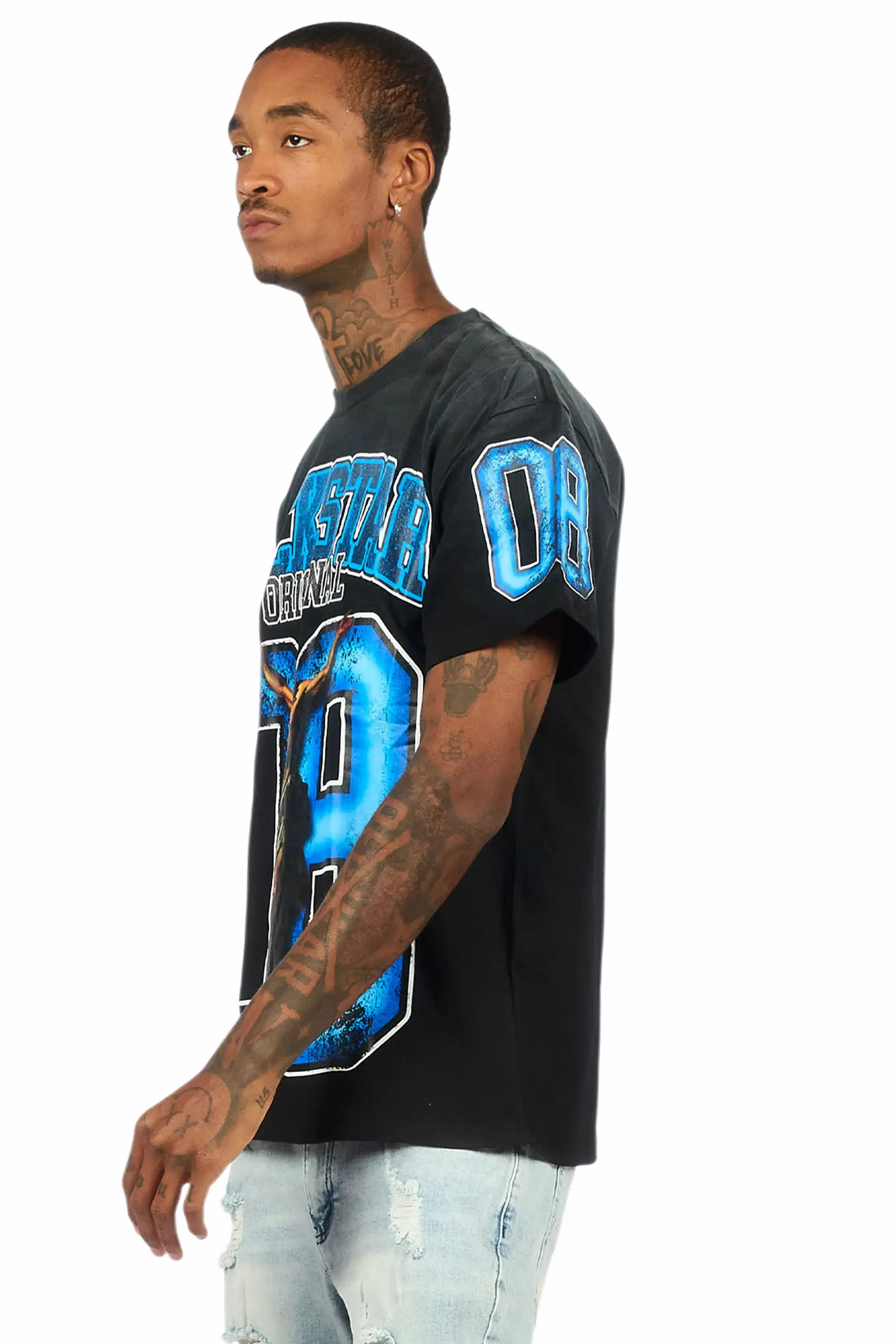 Fields Black/Blue Oversized Graphic T-Shirt - Image 7