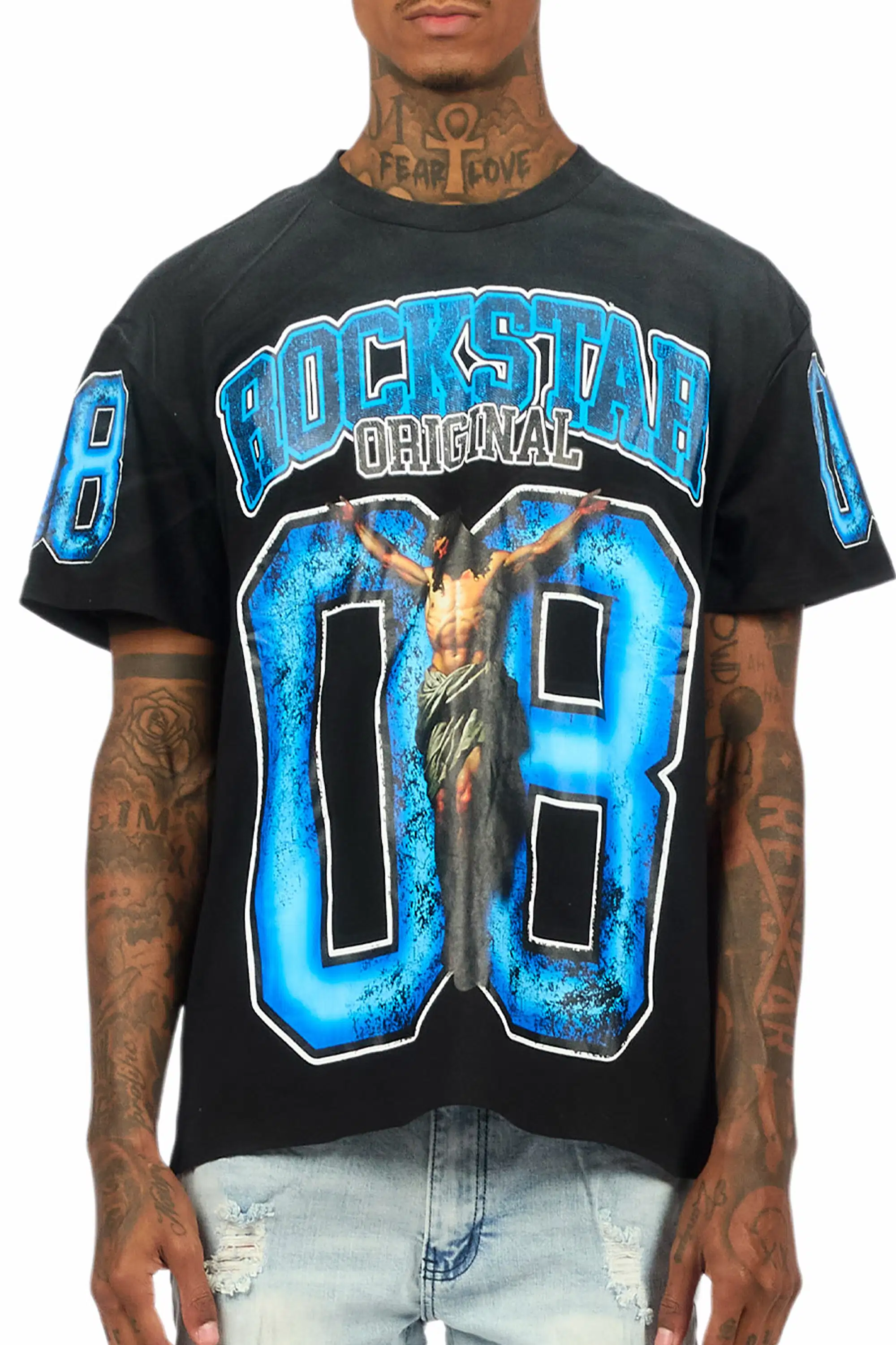 Fields Black/Blue Oversized Graphic T-Shirt - Image 9