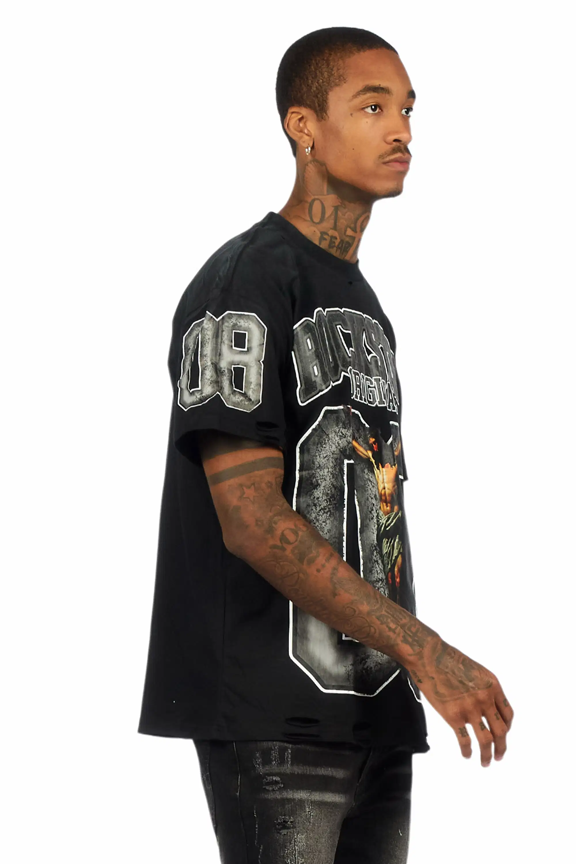 Fields Black/Grey Oversized Graphic T-Shirt - Image 3