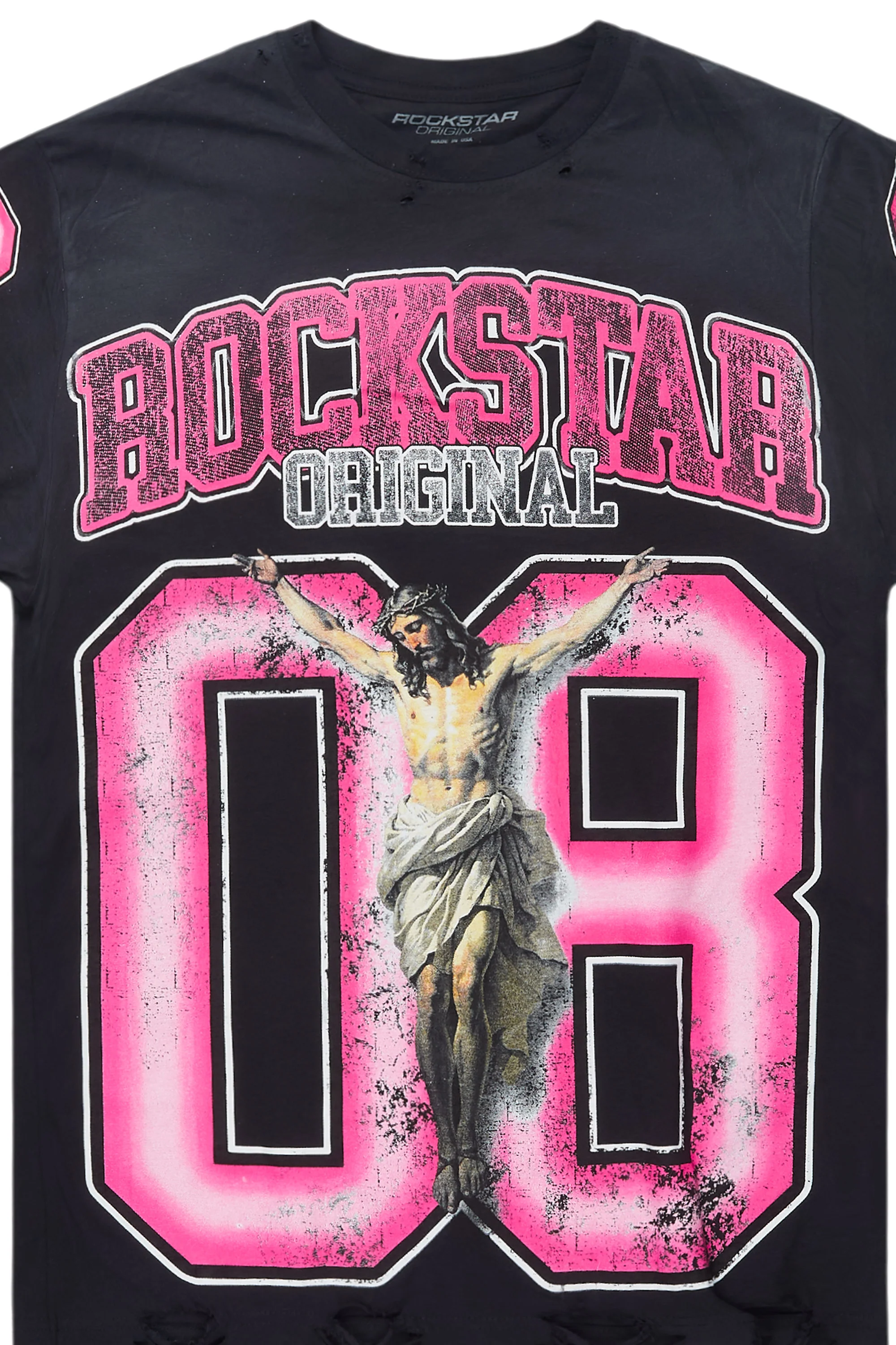 Fields Black/Pink Oversized Graphic T-Shirt - Image 2