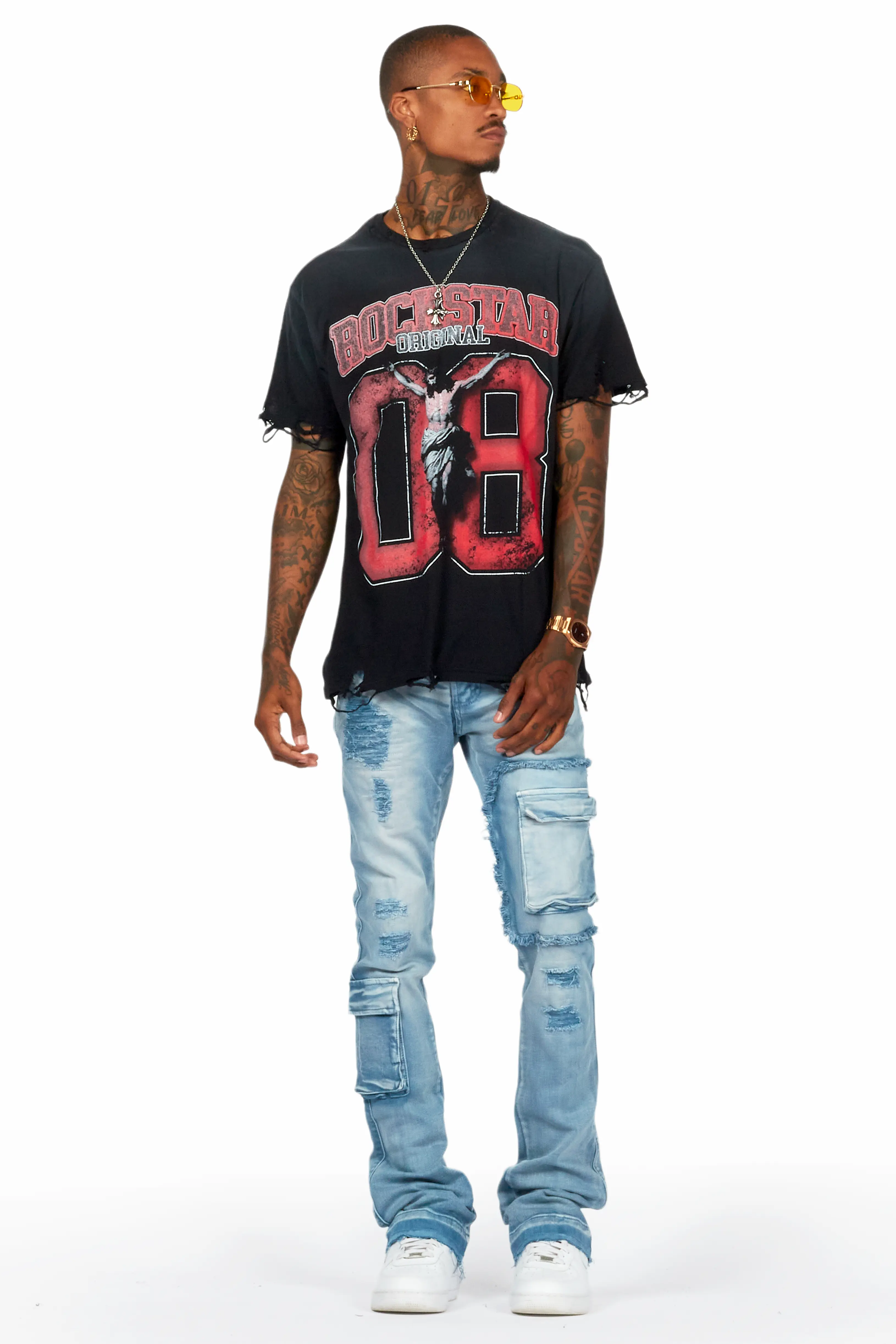 Fields Black/Red Oversized Graphic T-Shirt - Image 2