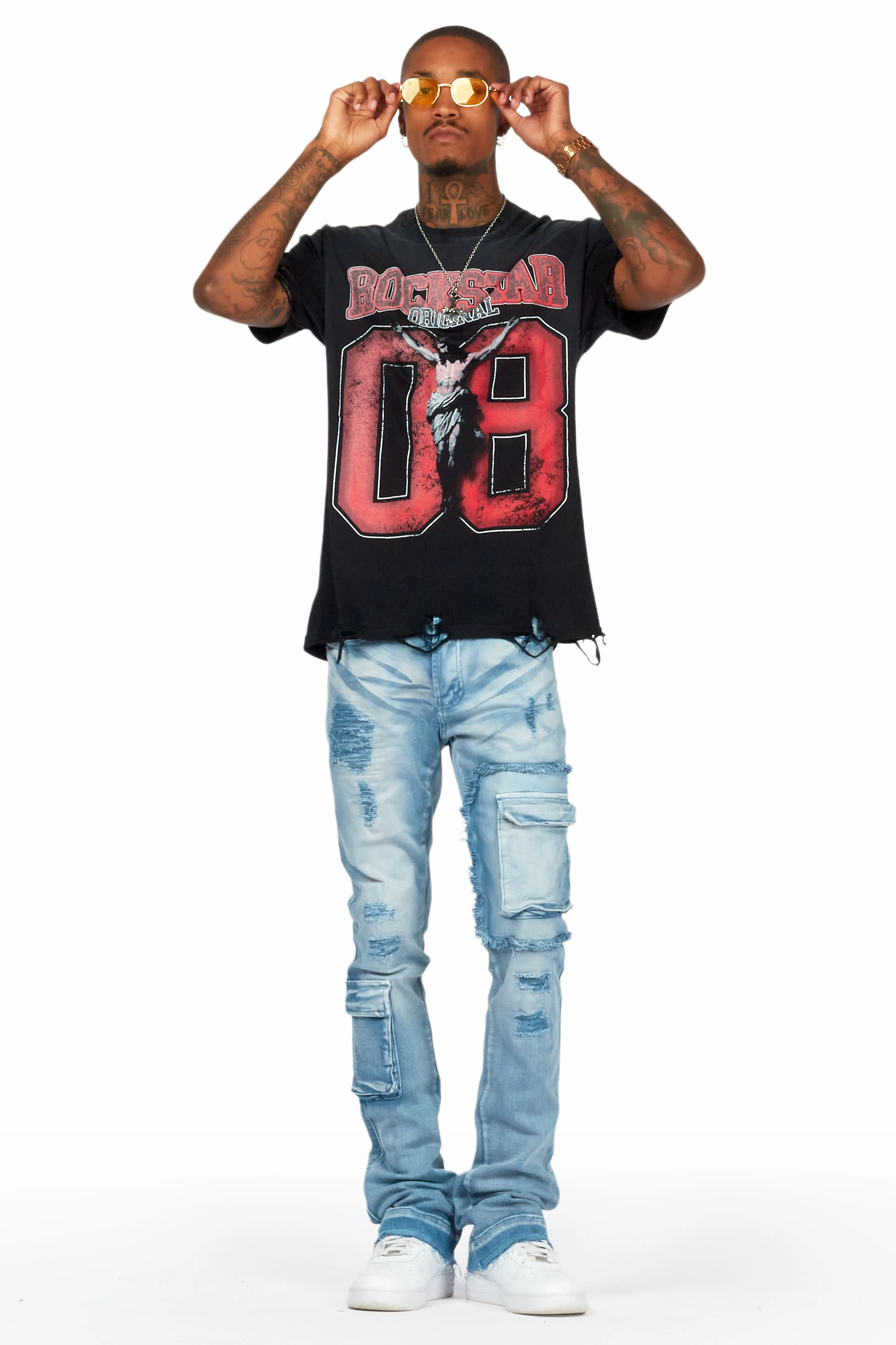 Fields Black/Red Oversized Graphic T-Shirt - Image 4
