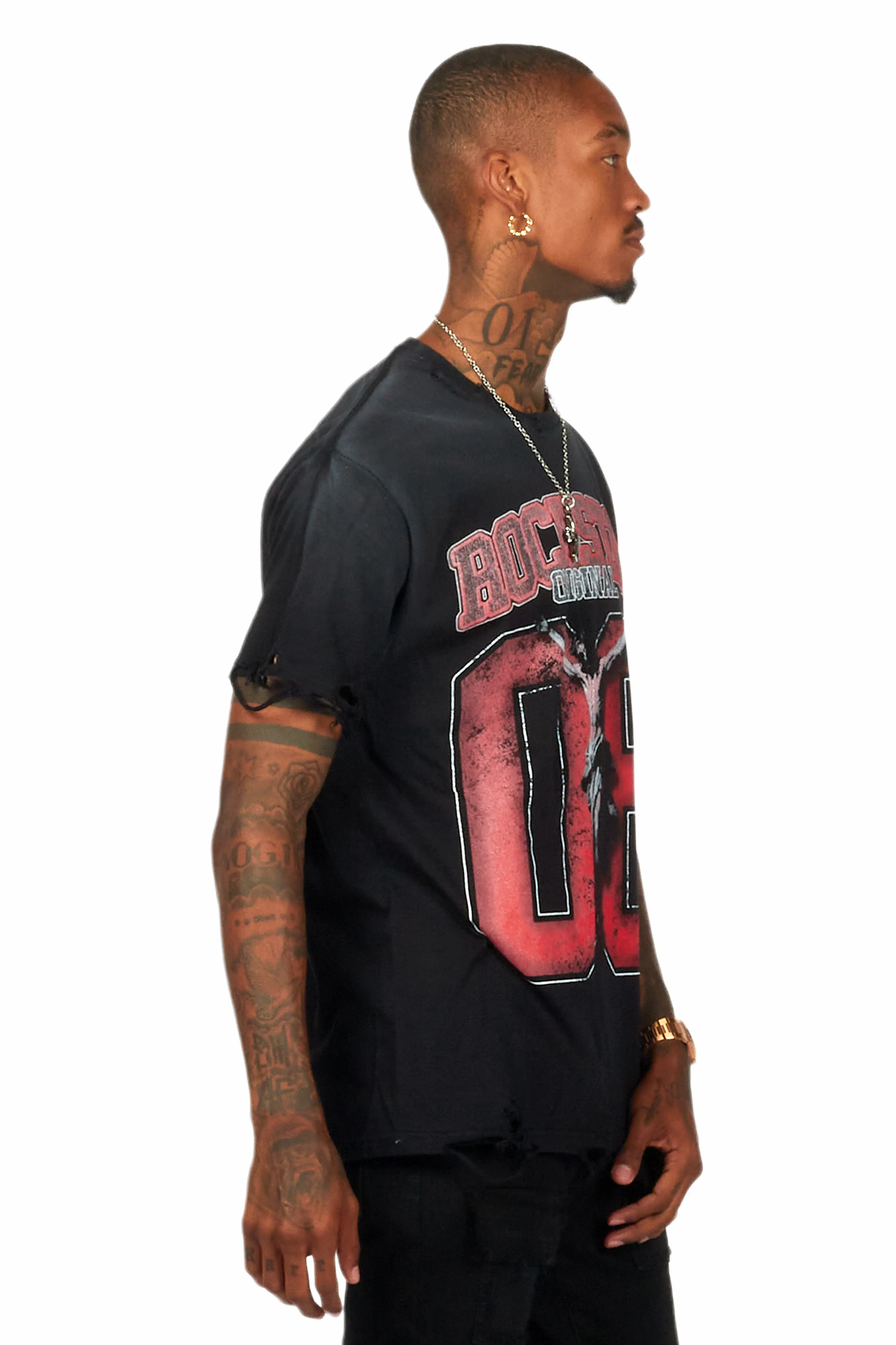 Fields Black/Red Oversized Graphic T-Shirt - Image 7