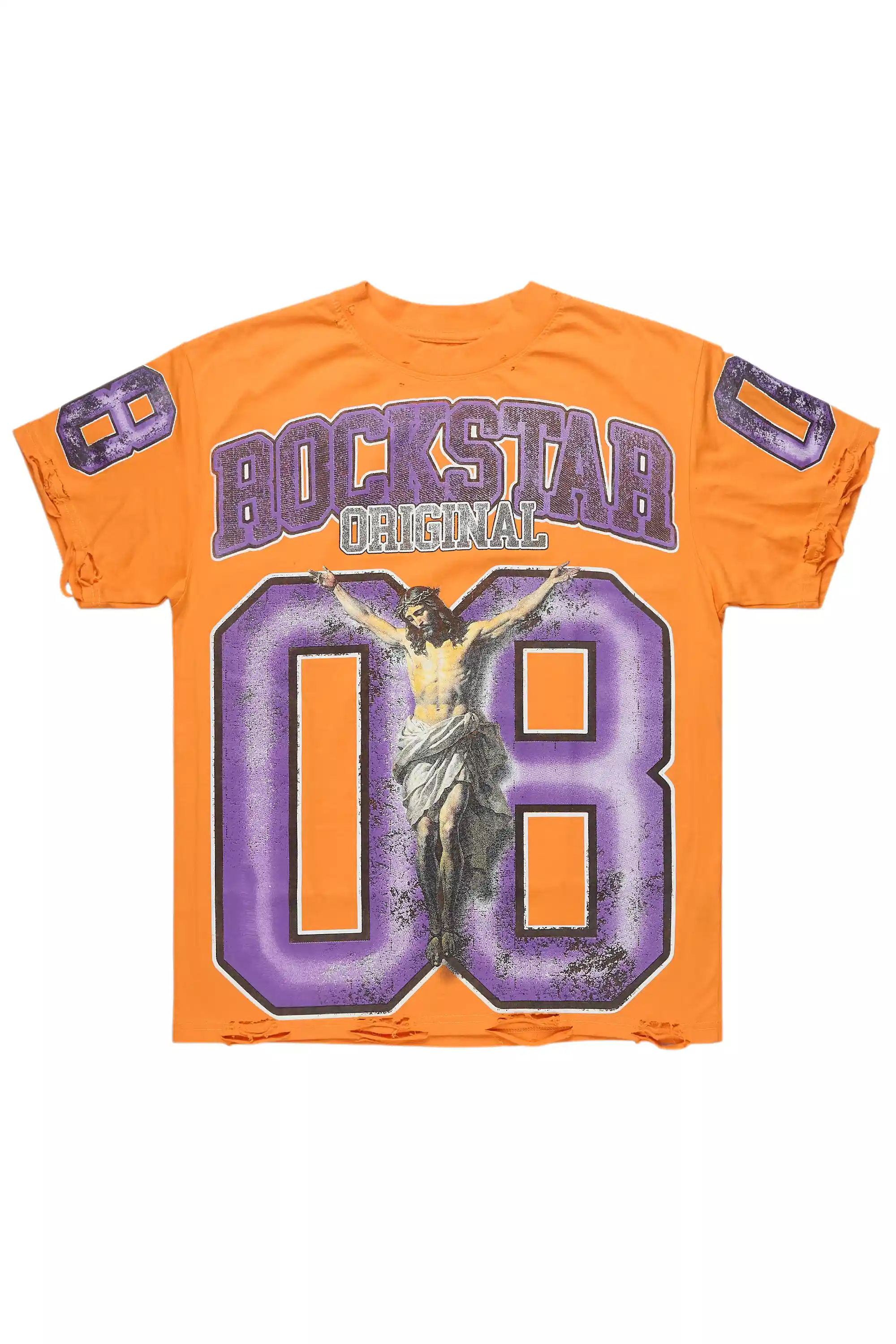 Fields Orange Oversized Graphic T-Shirt