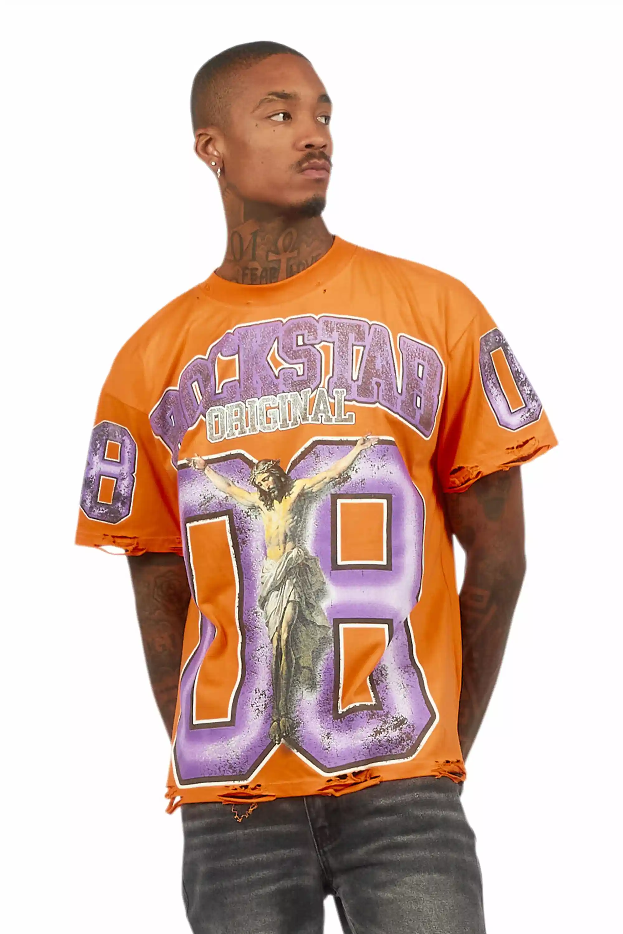 Fields Orange Oversized Graphic T-Shirt - Image 2