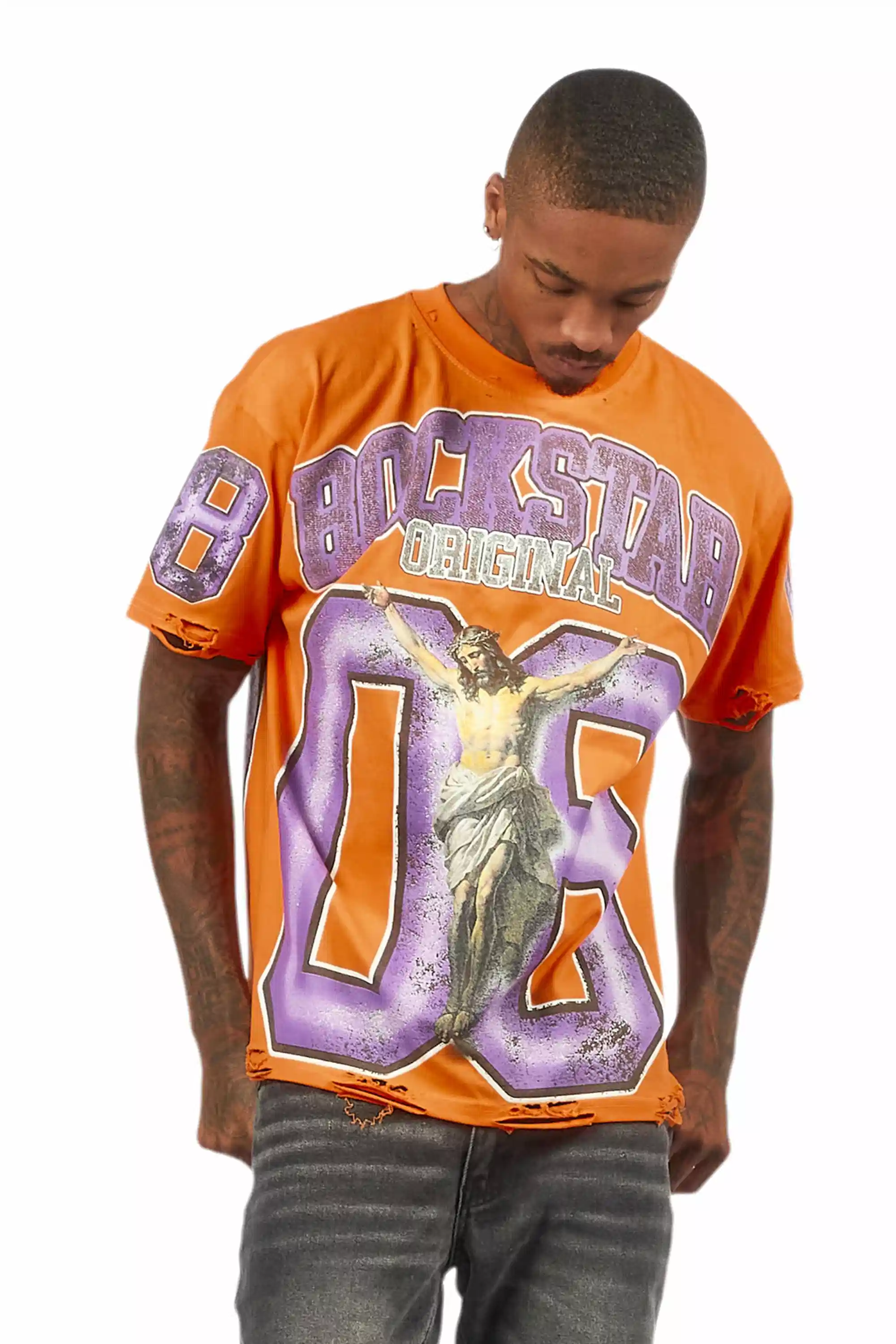 Fields Orange Oversized Graphic T-Shirt - Image 5
