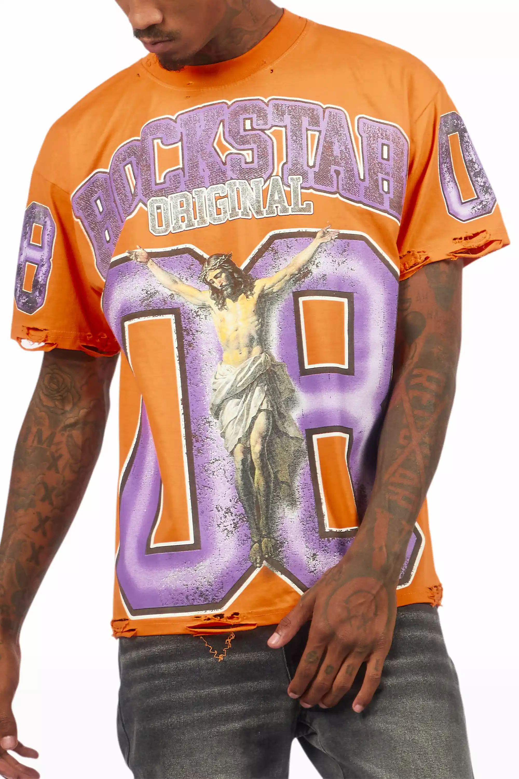 Fields Orange Oversized Graphic T-Shirt - Image 6