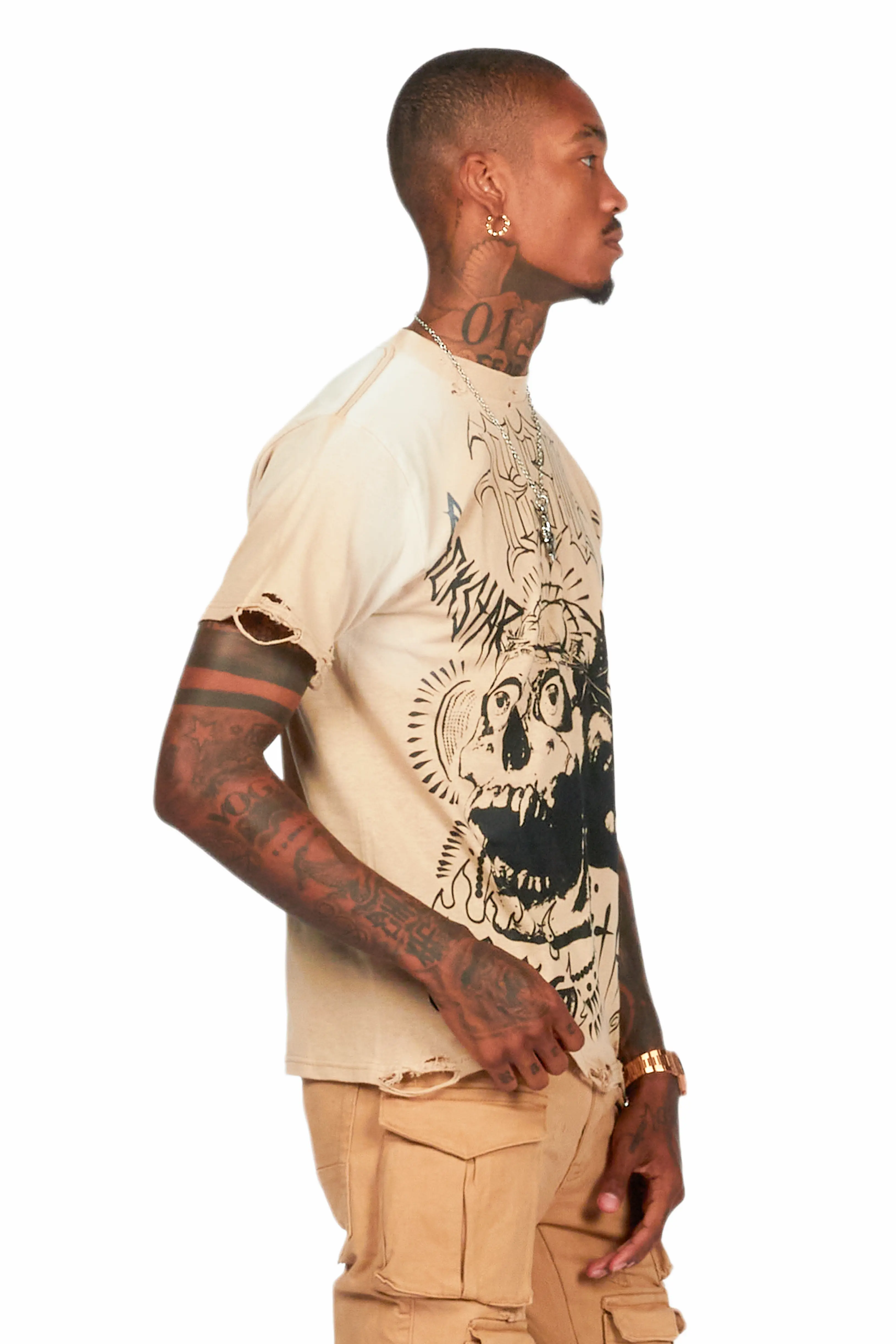 Fein Beige Oversized Graphic T-Shirt - Image 3