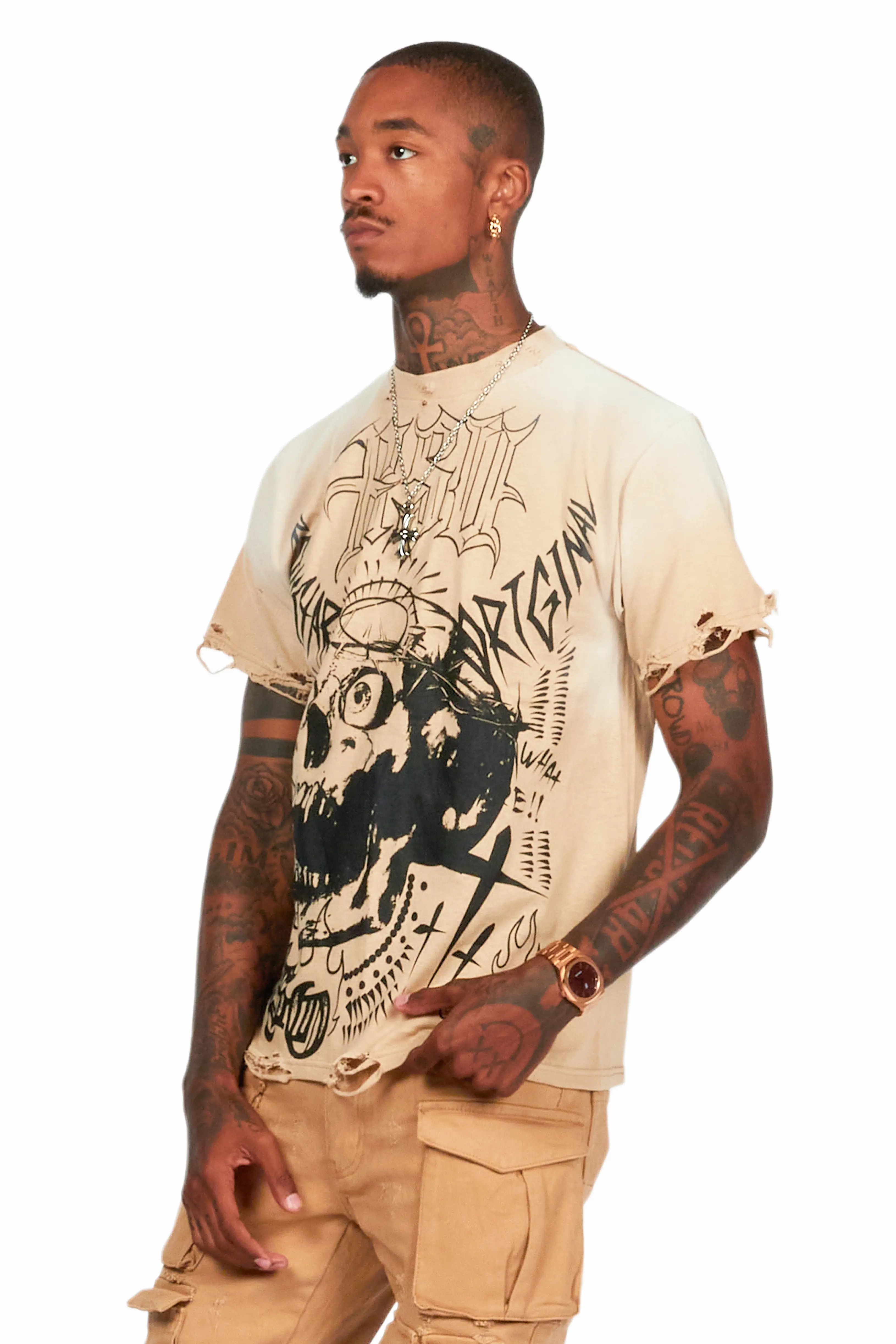Fein Beige Oversized Graphic T-Shirt - Image 5