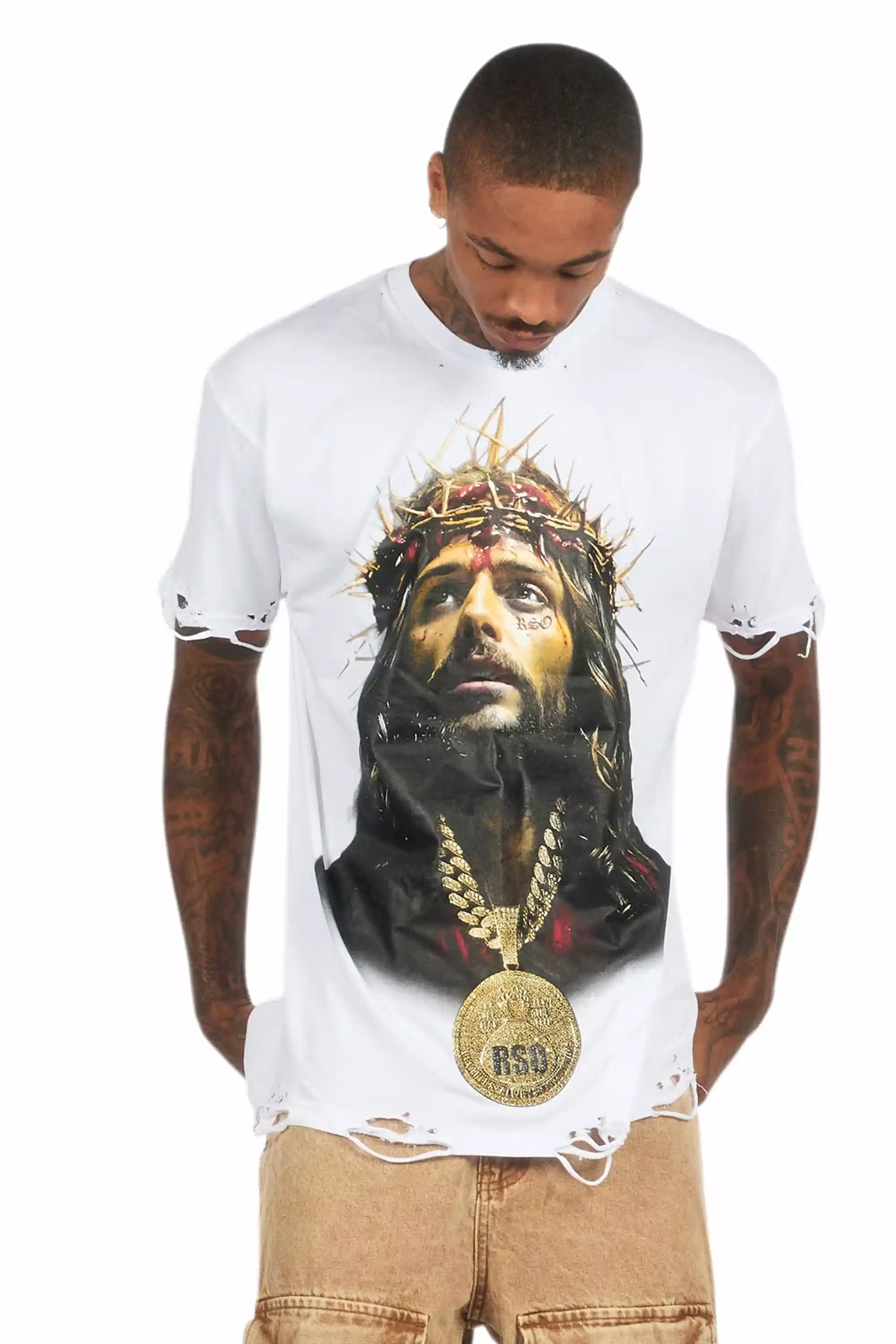 Amina White Oversized Graphic T-Shirt - Image 4