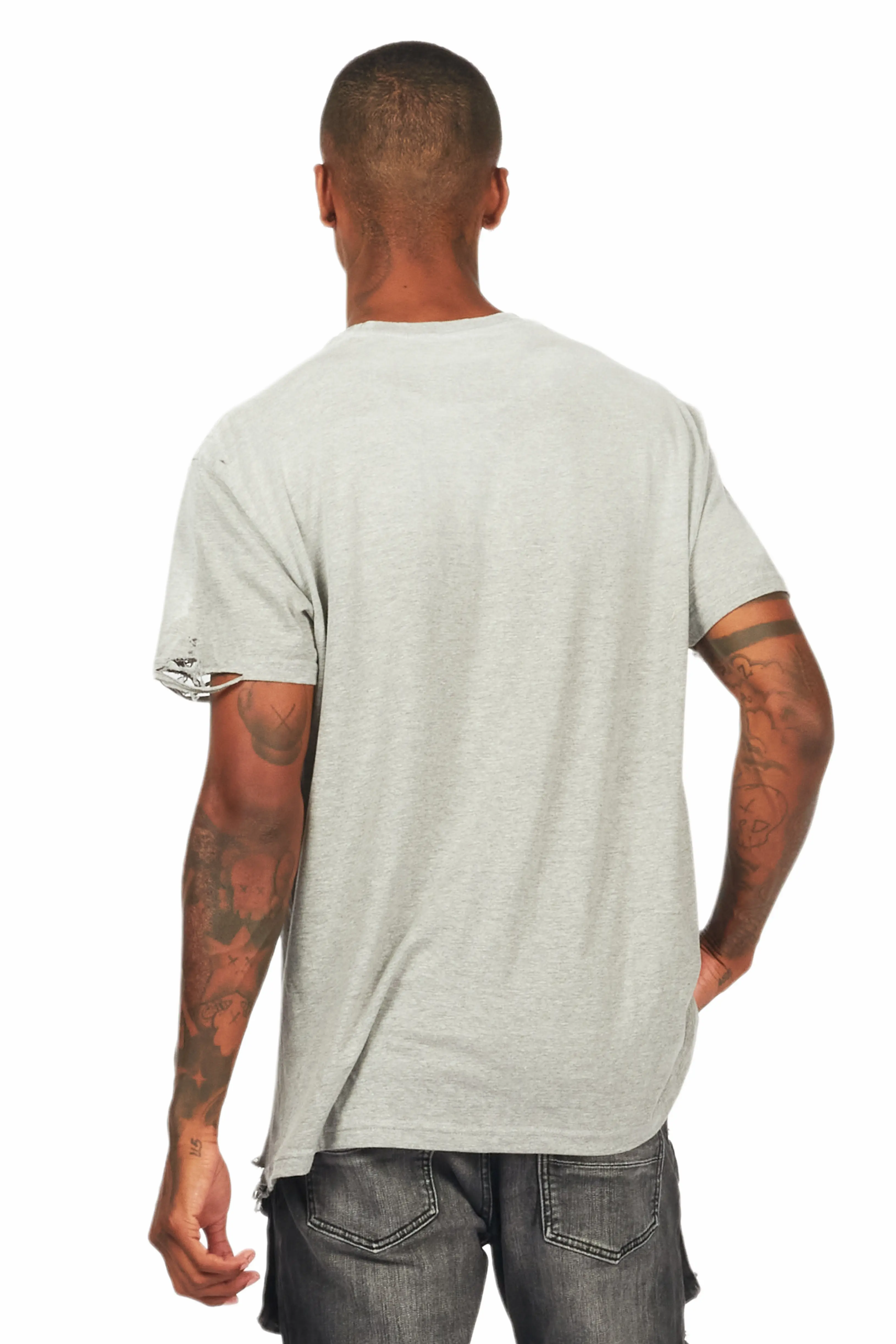 Shoota Heather Grey Oversized Graphic T-Shirt - Image 4