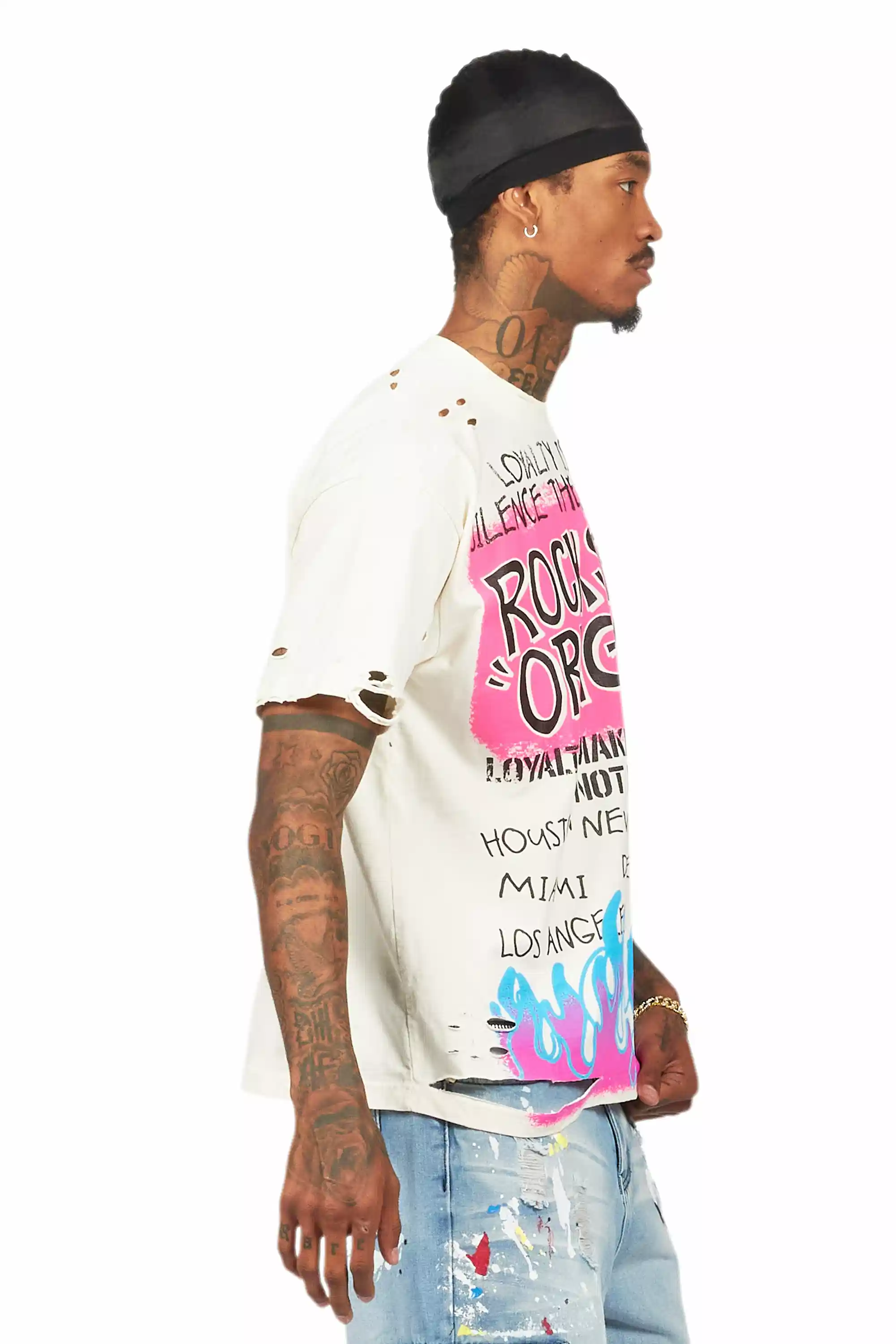 Beno Beige Oversized Graphic T-Shirt - Image 4