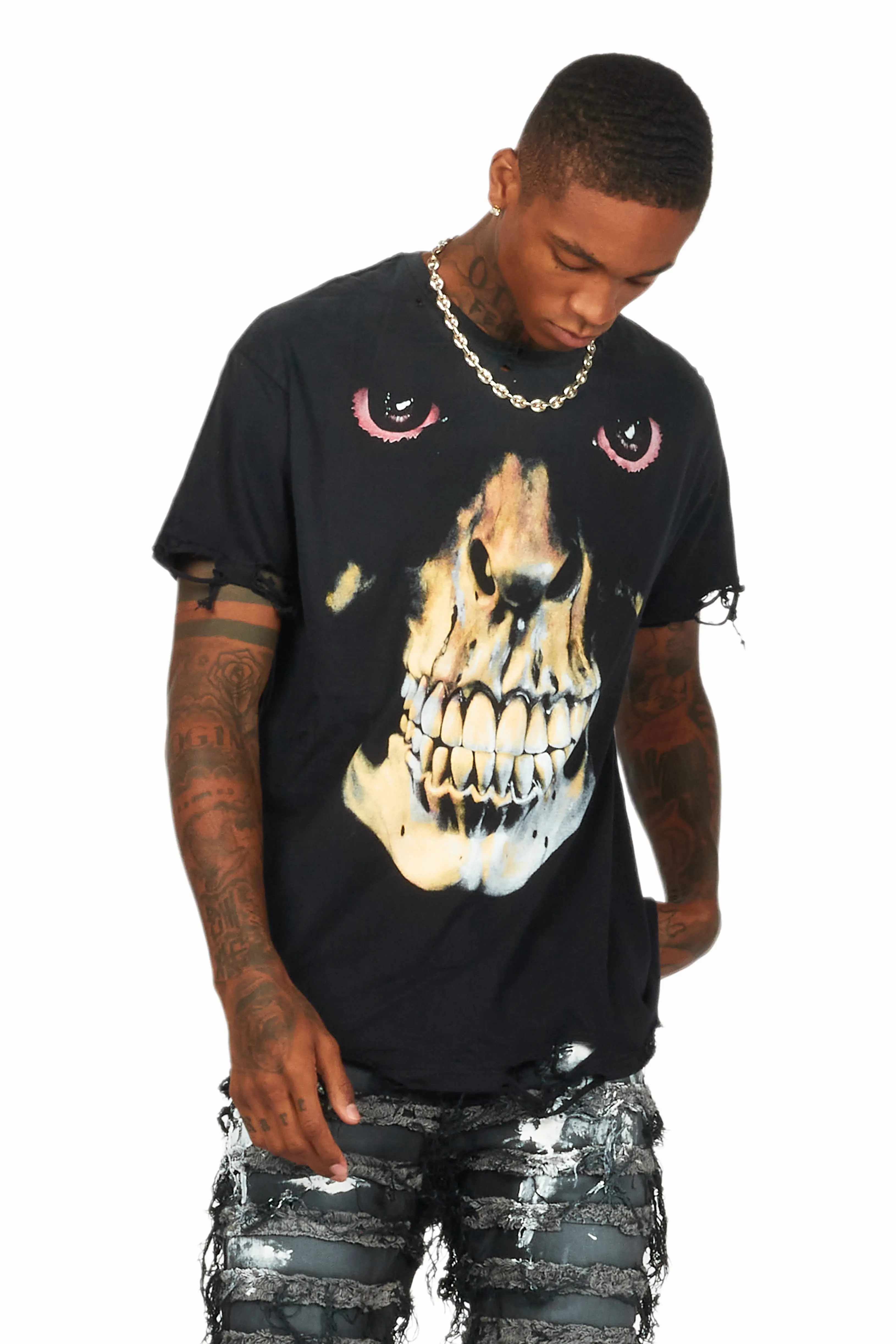 Dunebi Black Oversized Graphic T-Shirt - Image 3
