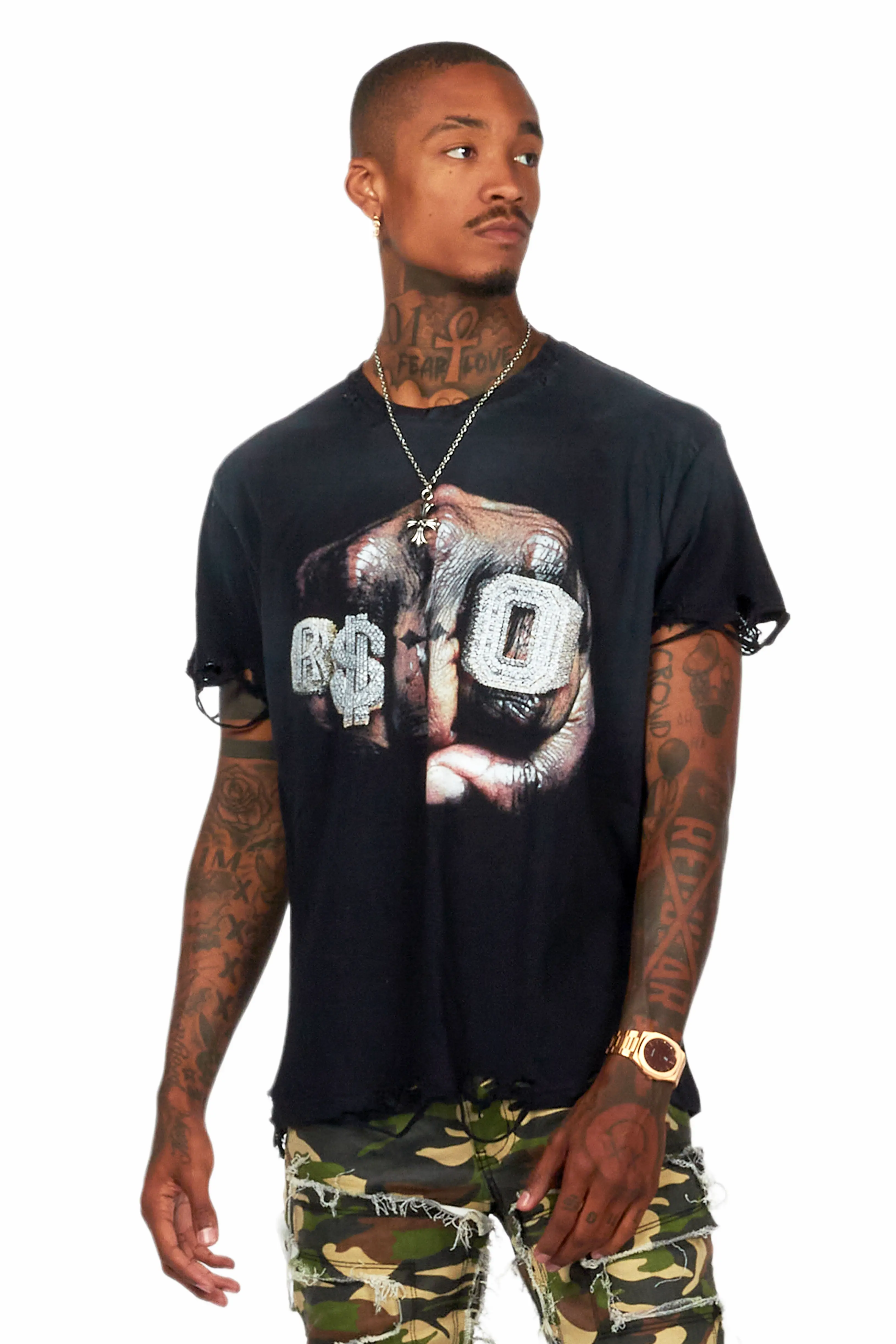 Janus Black Oversized Graphic T-Shirt - Image 2