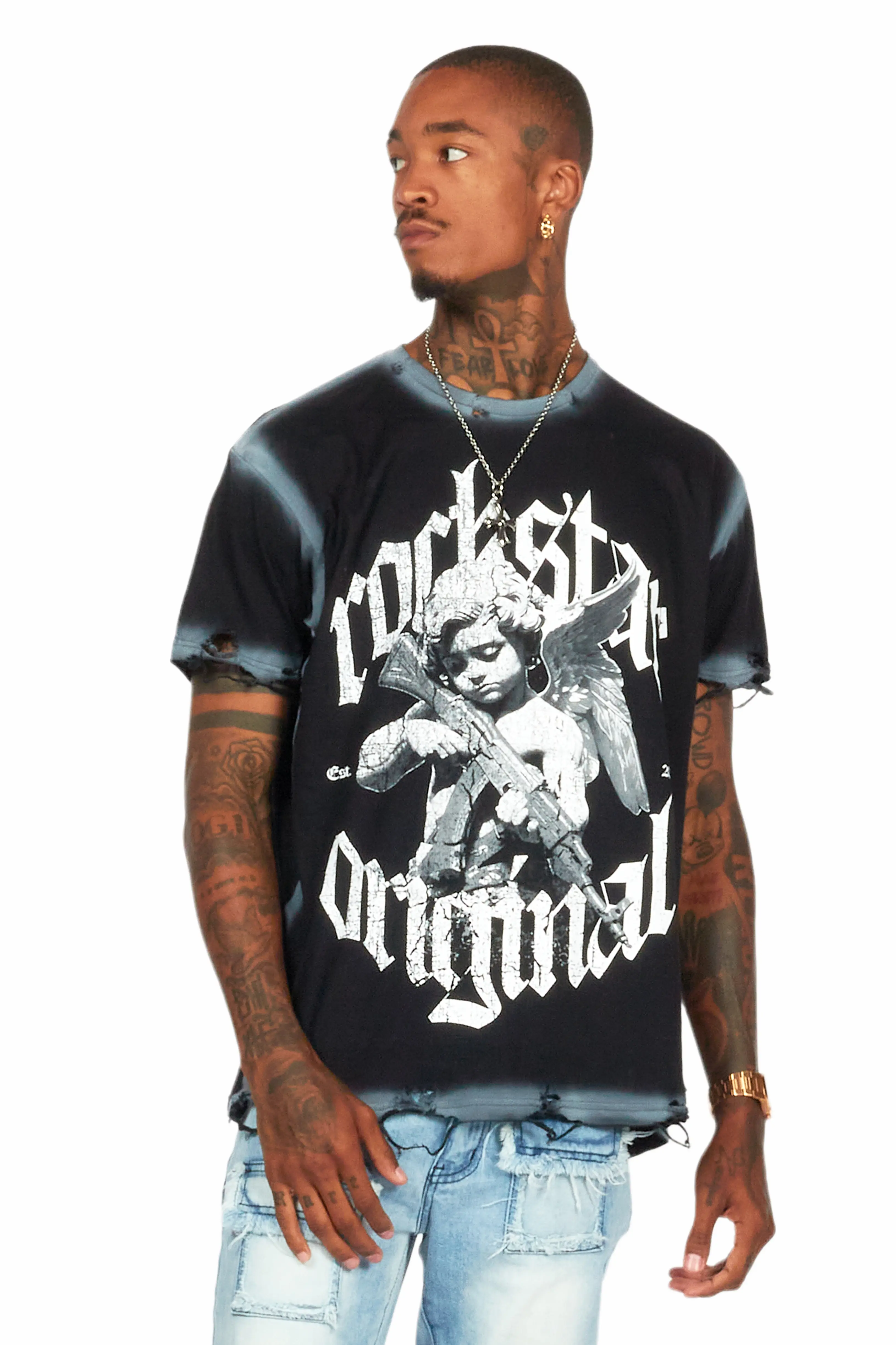 Katz Black Oversized Graphic T-Shirt - Image 2