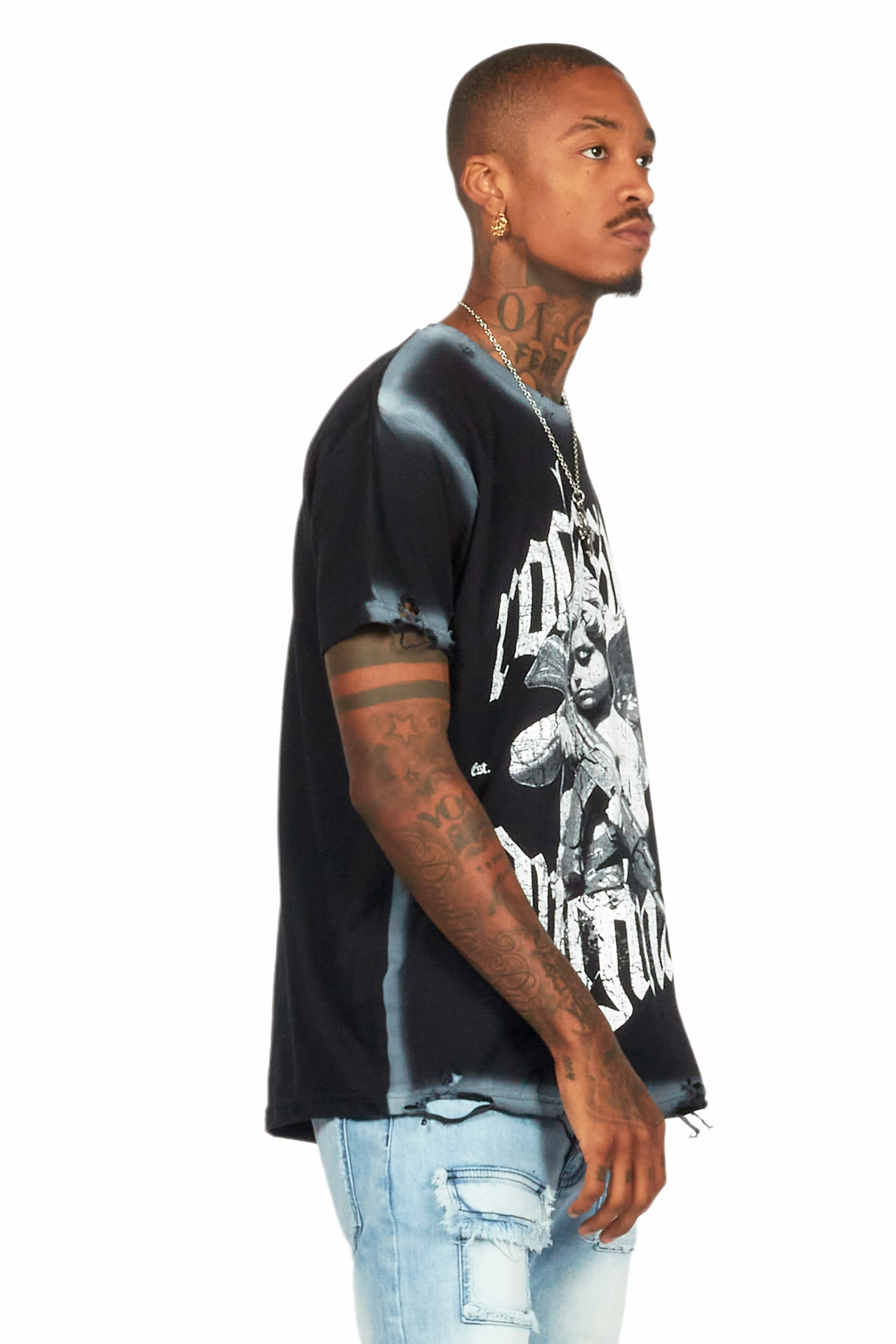 Katz Black Oversized Graphic T-Shirt - Image 3
