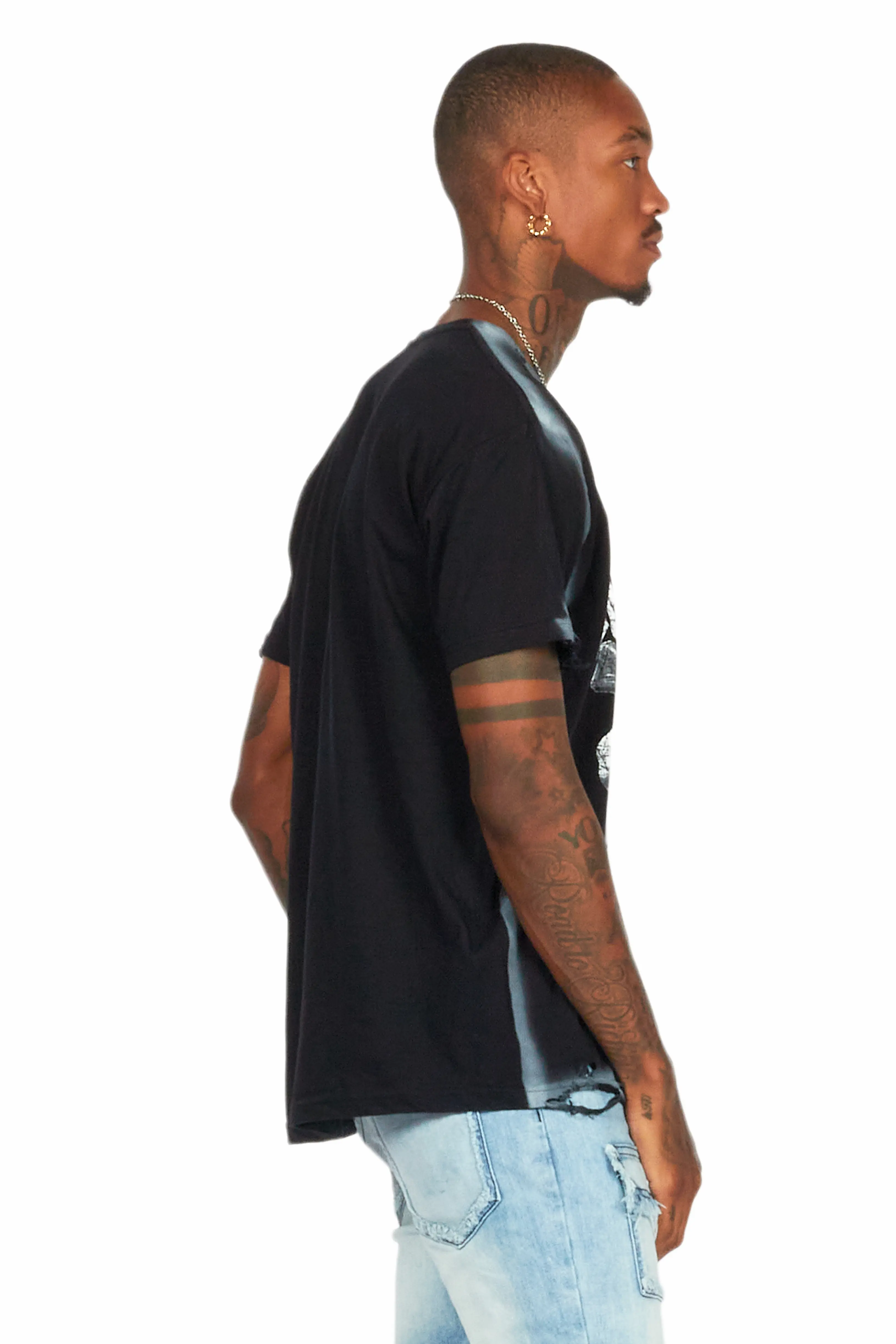 Katz Black Oversized Graphic T-Shirt - Image 6