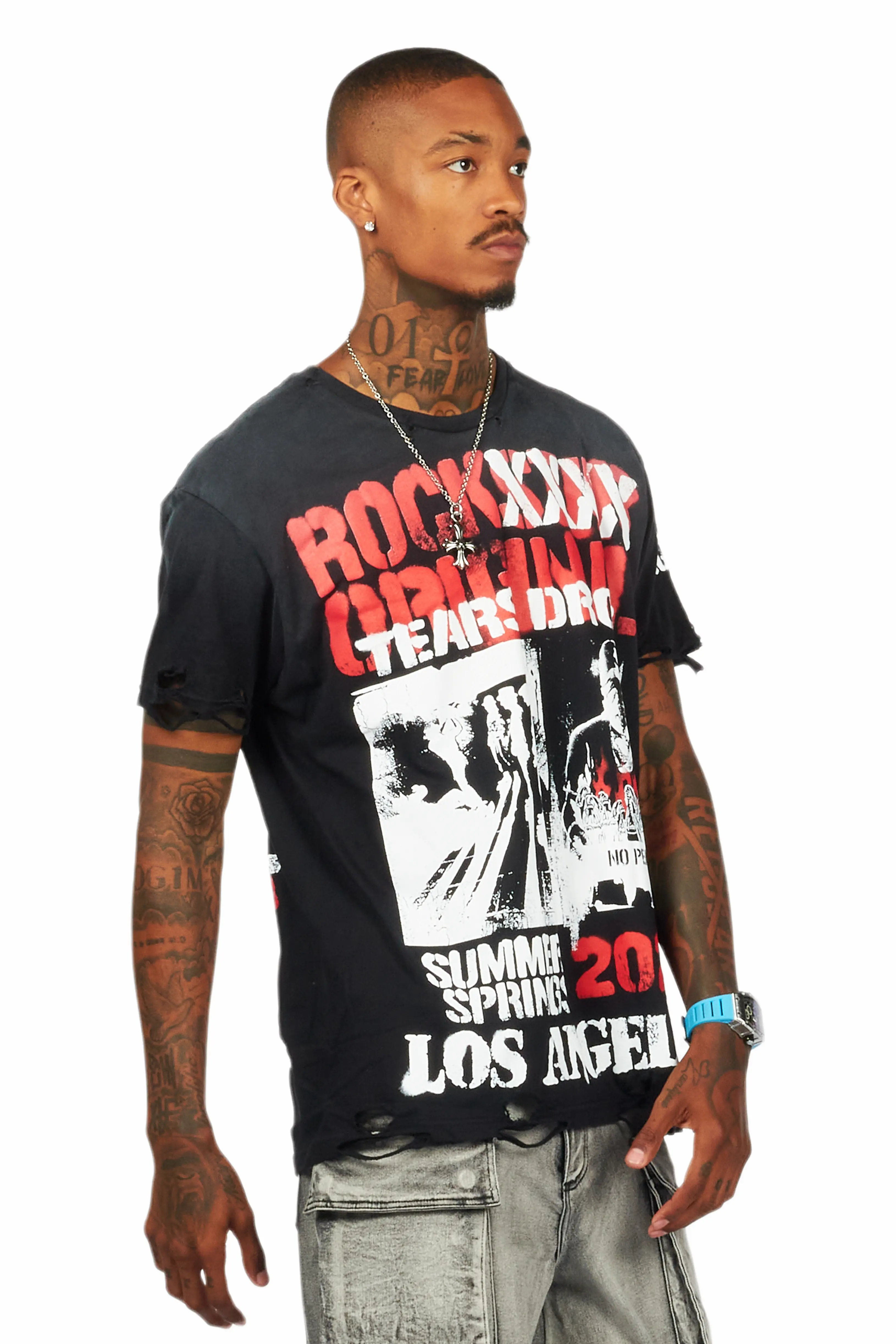 Omer Black Oversized Graphic T-Shirt - Image 6