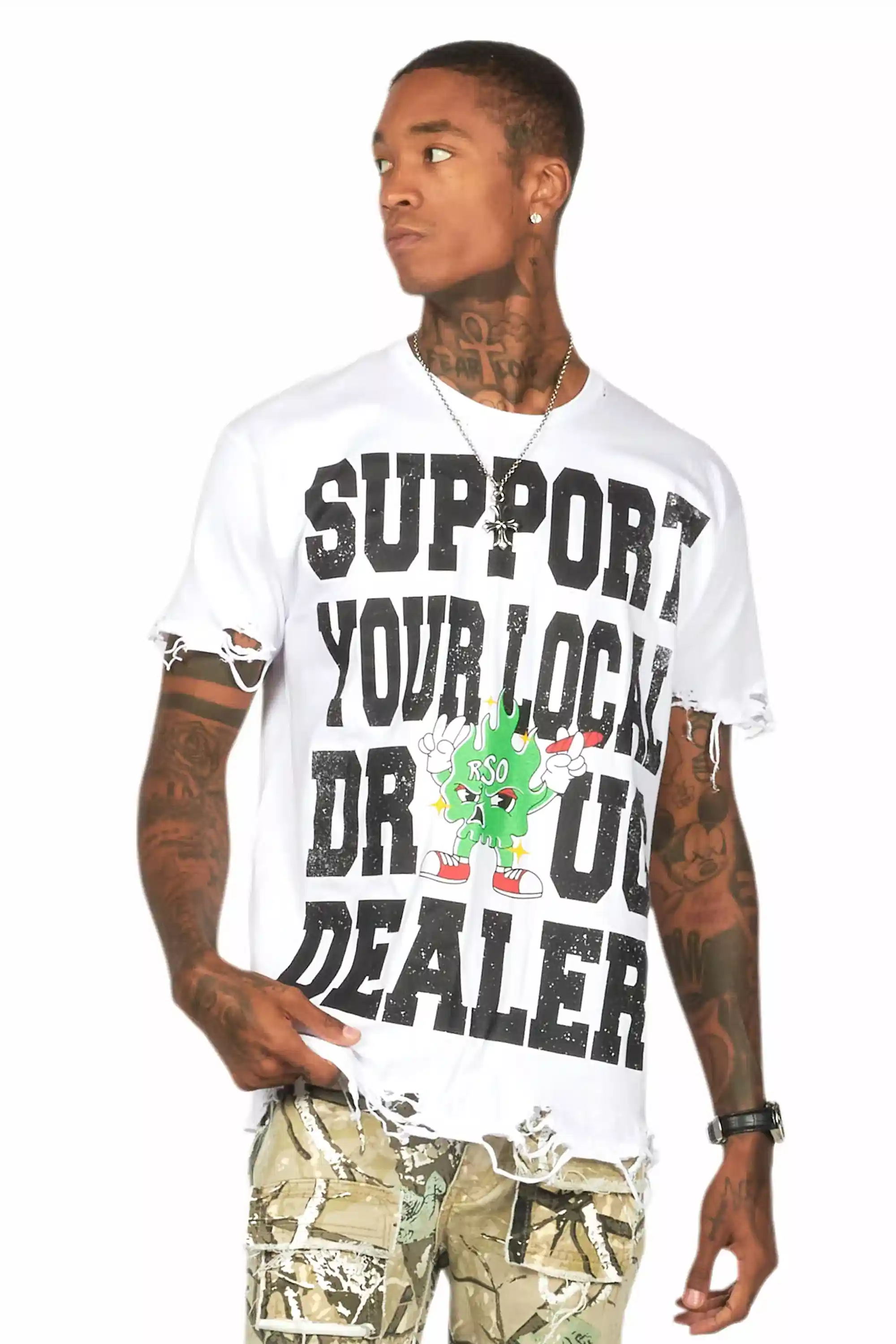 Tarl White Oversized Graphic T-Shirt - Image 2