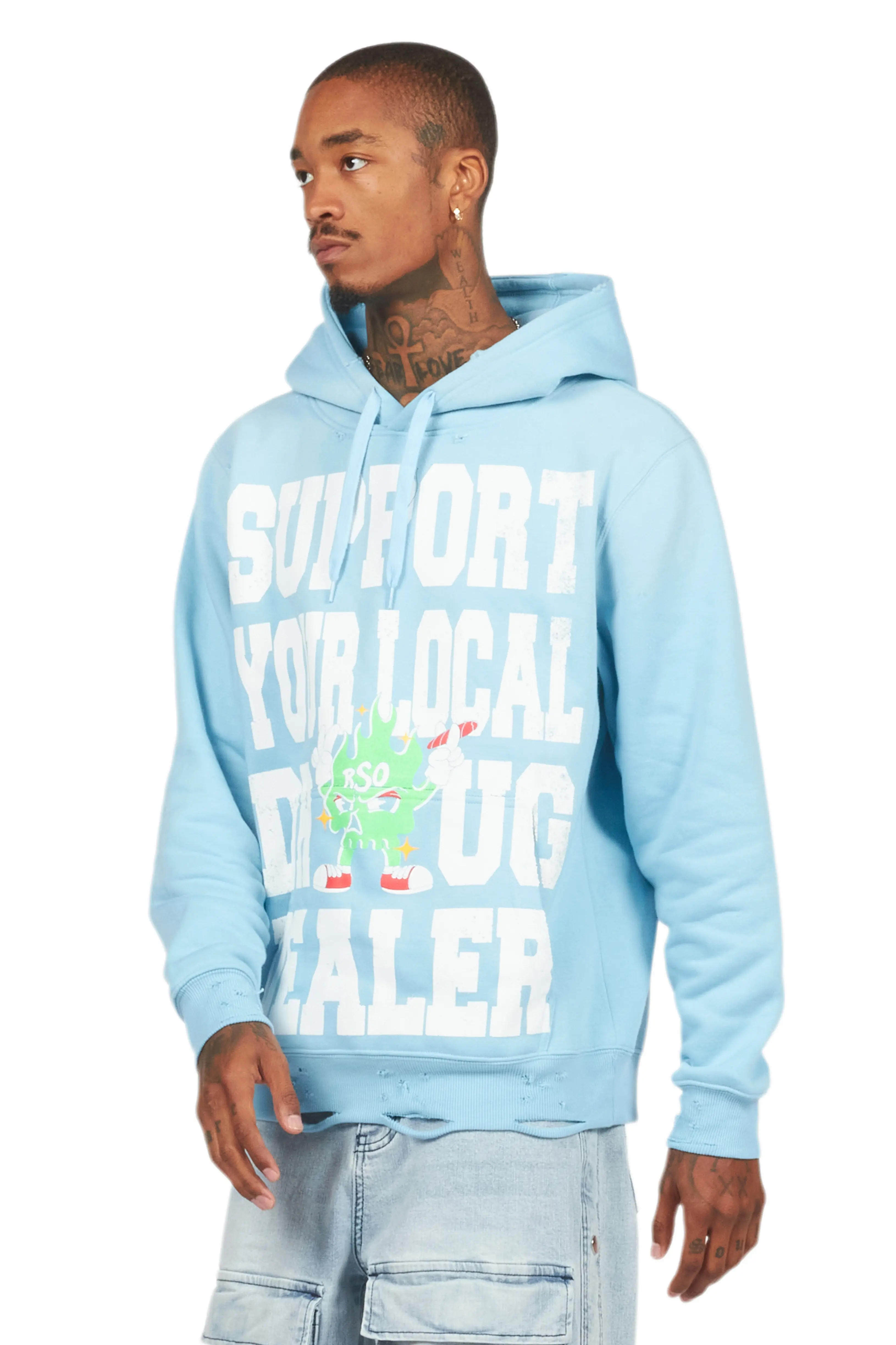 Tarl Baby Blue Distressed Graphic Hoodie - Image 6