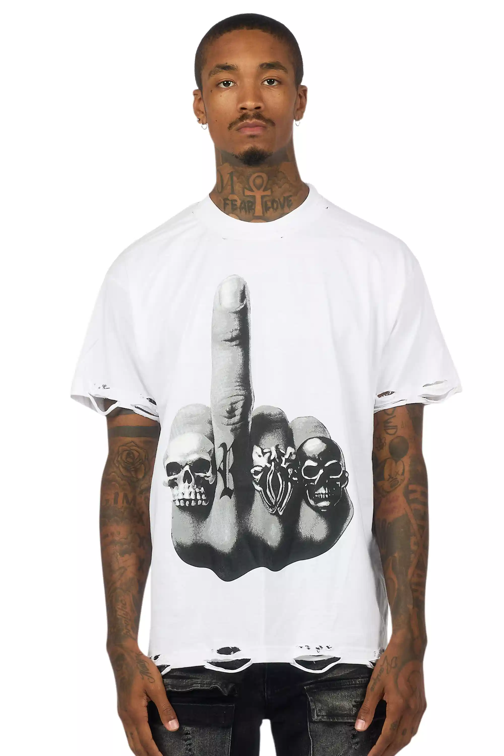 Ummar White Oversized Graphic T-Shirt - Image 2
