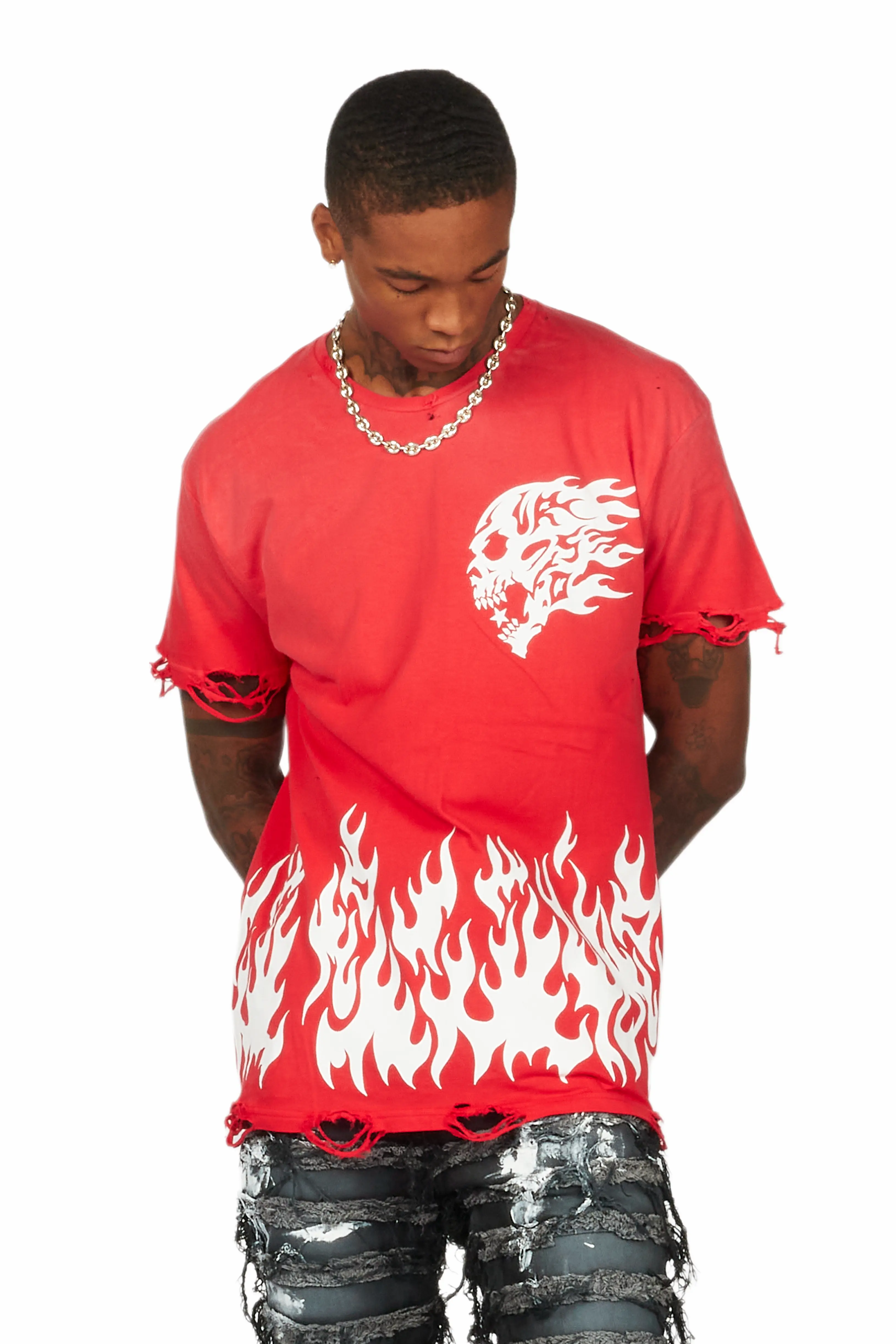 Bubble Red Oversized Graphic T-Shirt - Image 3