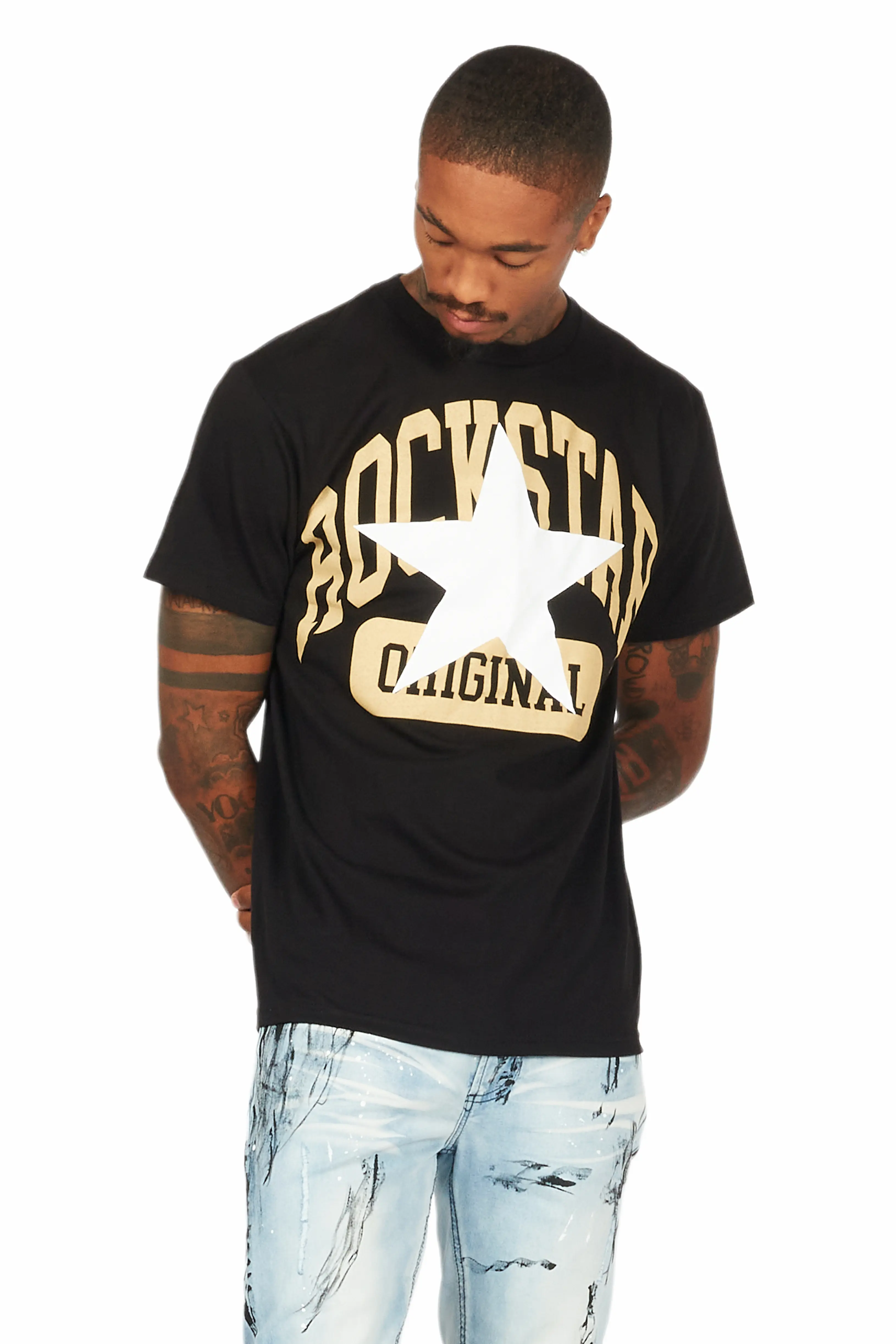 Dash Black/Beige Graphic T-Shirt - Image 4