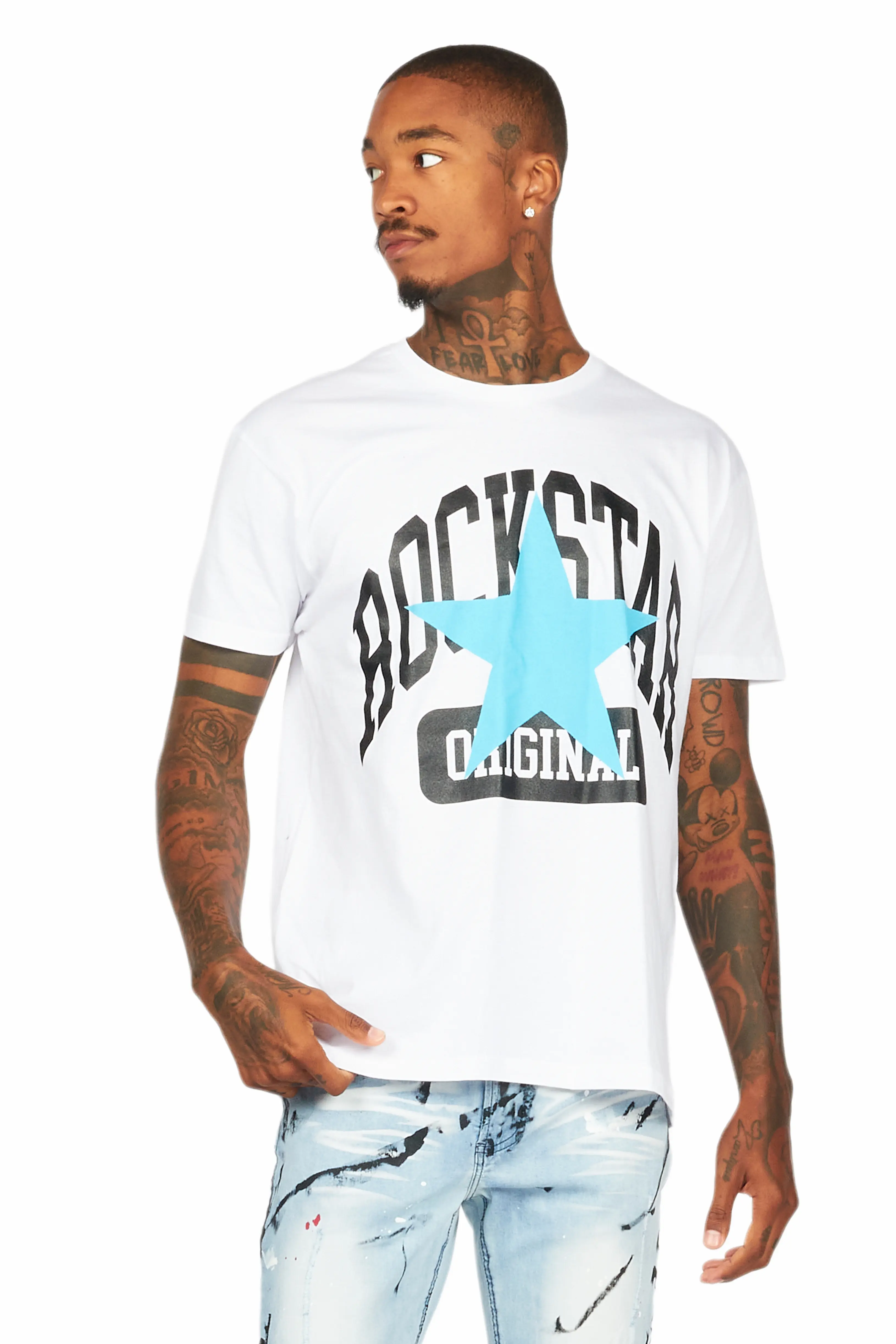 Dash White/Blue Graphic T-Shirt - Image 2
