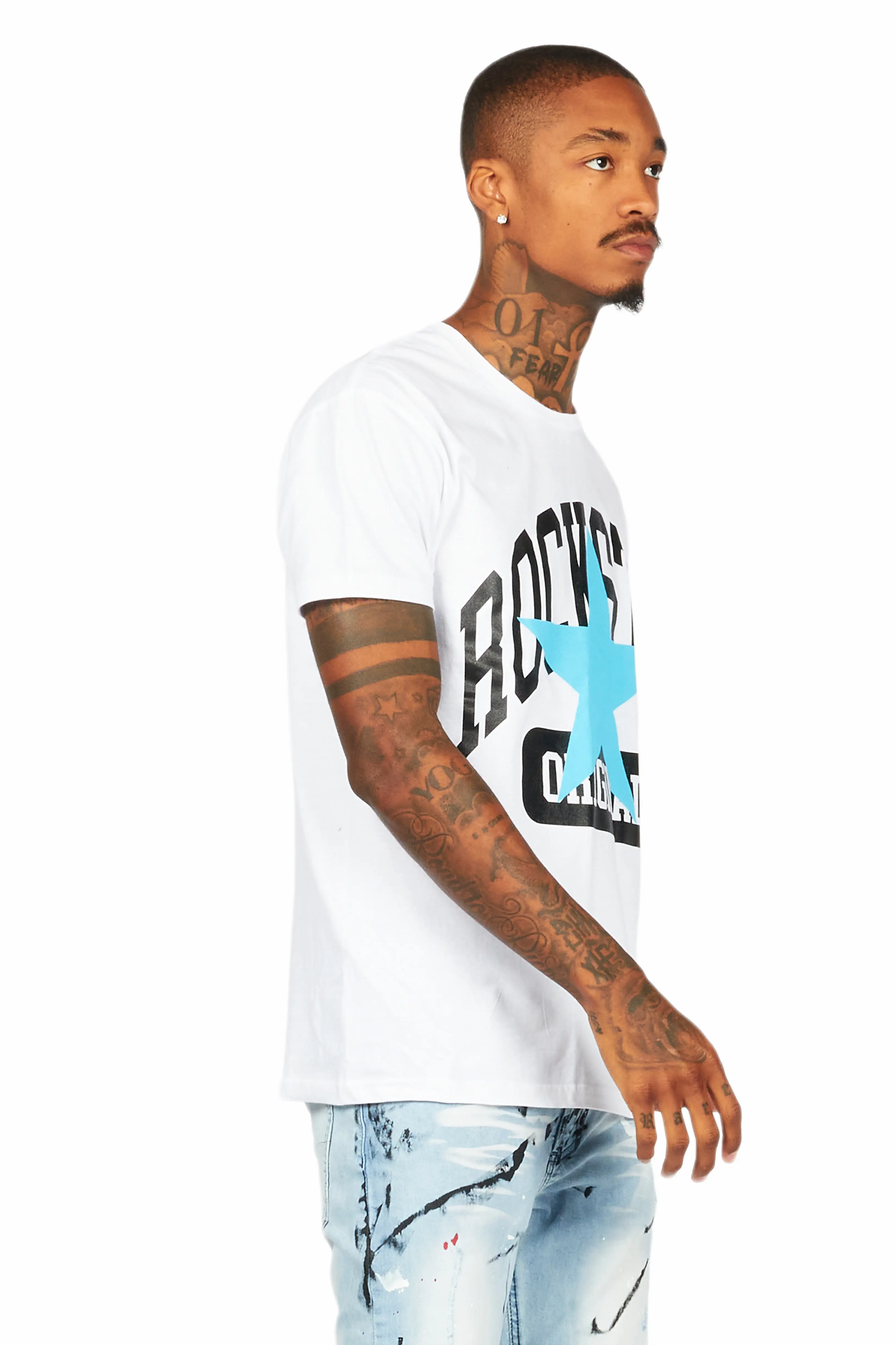 Dash White/Blue Graphic T-Shirt - Image 6