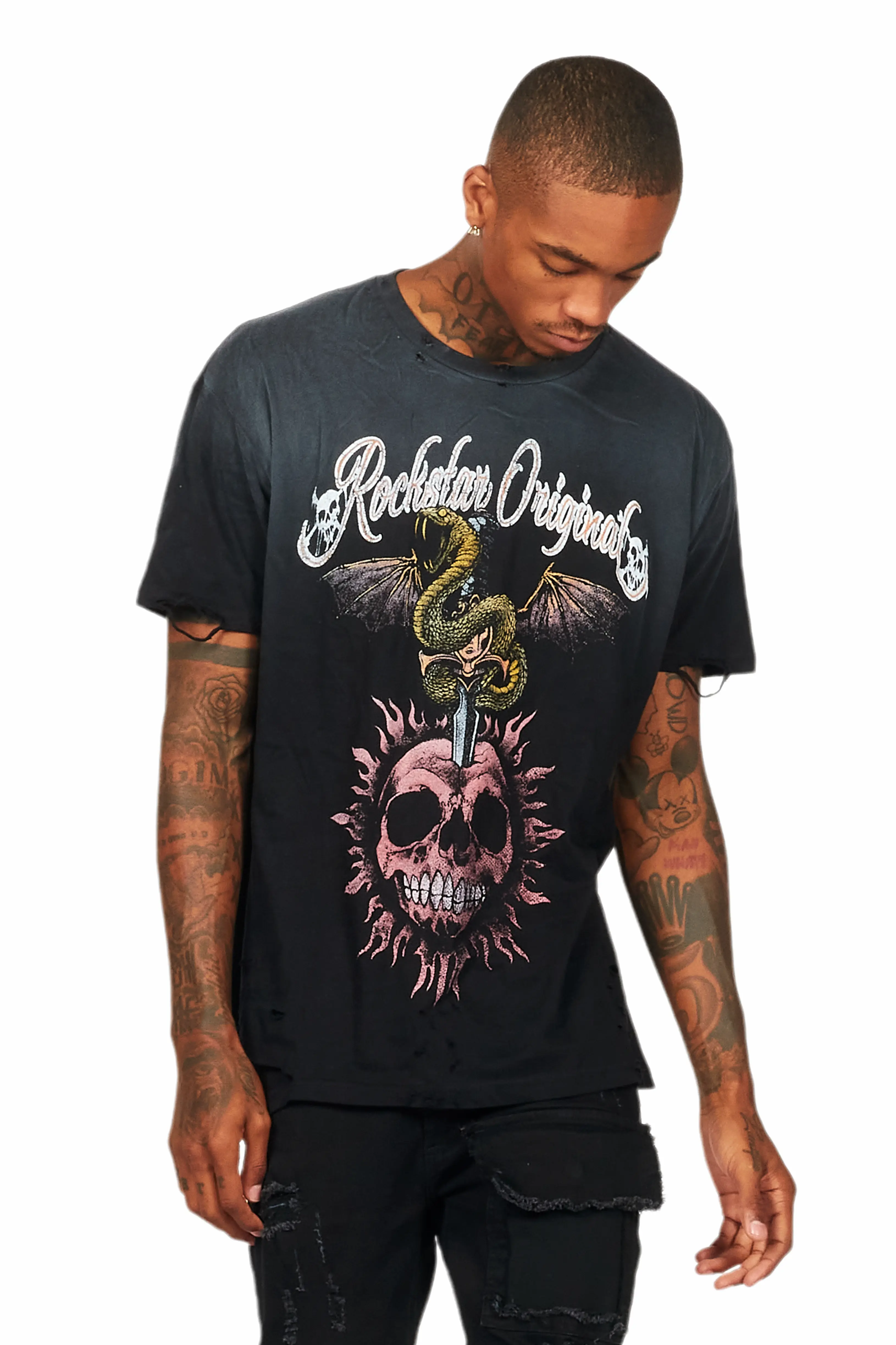 Banjo Black Graphic Oversized T-Shirt - Image 3